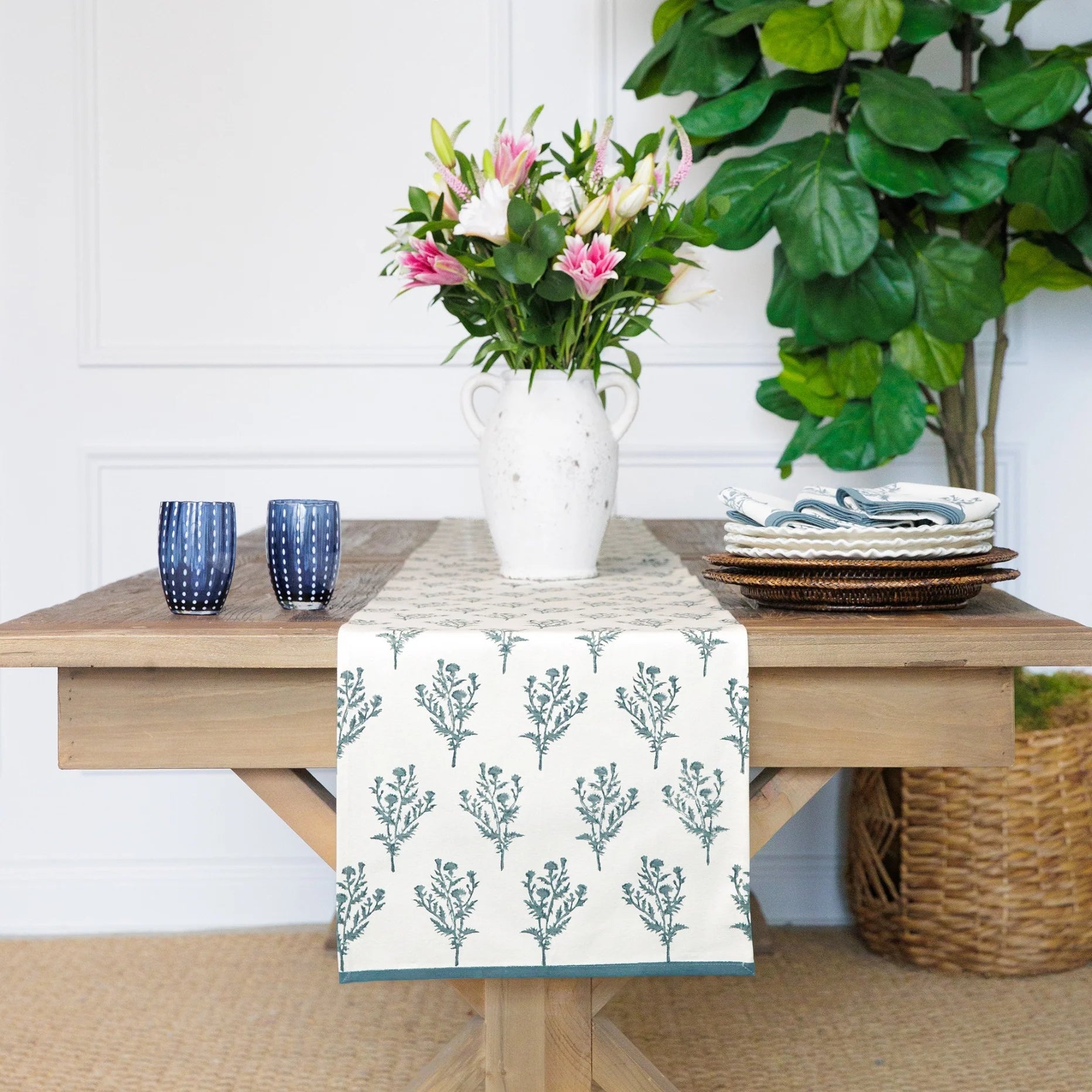 India Hicks Thistle Dusty Sky Collection - Luxury Home Decor for Coastal & Farmhouse Style - Perfect for Living Room, Bedroom & Beach House Decor