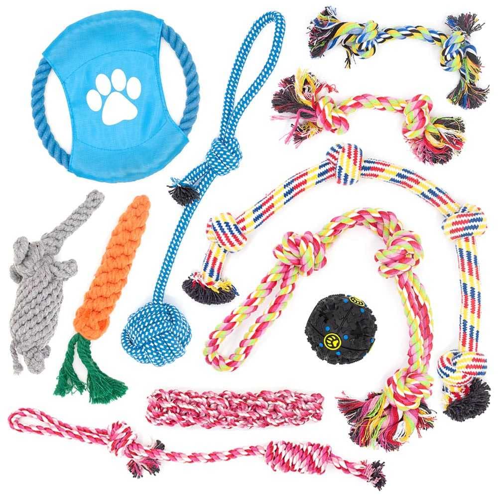 Otis & Claude Variety Pack Rope Toys for Small & Medium Dogs - Heavy Duty Chew Toys for Aggressive Chewers, Cotton Puppy Teething Toys (11-Pack) - Perfect for Playtime, Training & Dental Health
