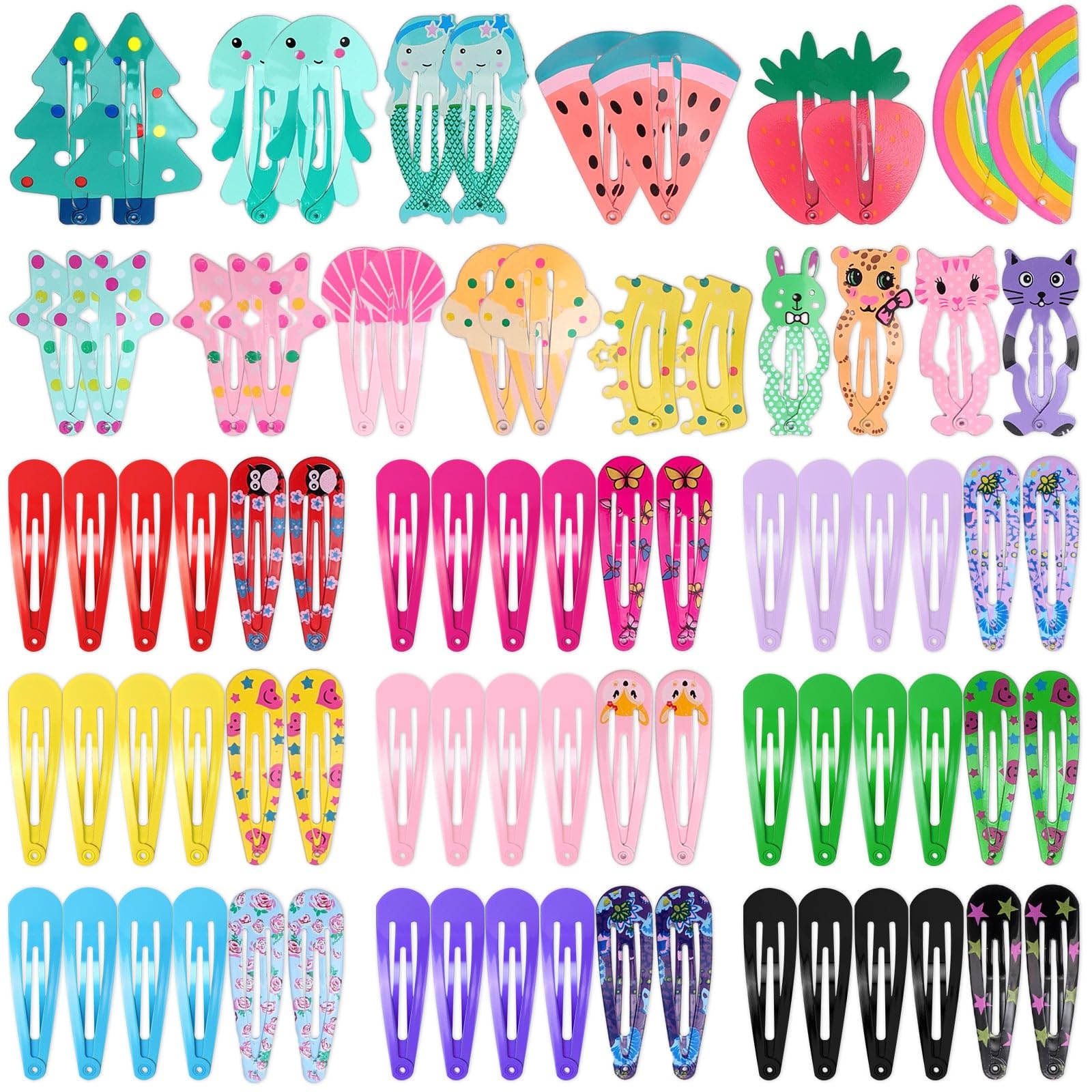 Anezus 80 Pcs Non-Slip Metal Hair Clips for Girls, Kids, Teens & Women - Snap Hair Barrettes for School, Party & Everyday Hairstyles