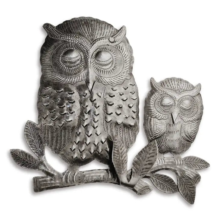 Haitian Metal Wall Art - Handcrafted Night Owls Decor for Home & Office - Perfect for Living Room, Bedroom, or Gift Giving
