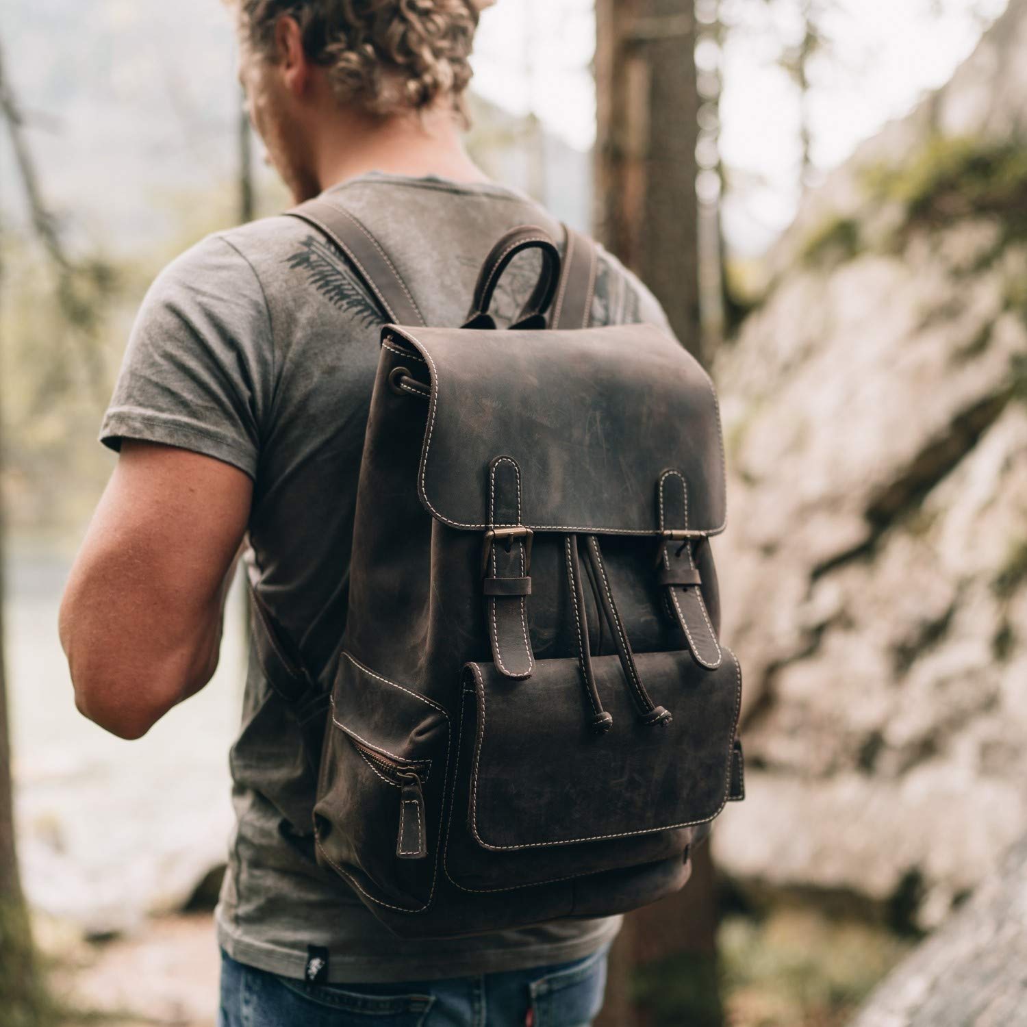 Premium Genuine Leather Backpack for Men & Women - MegaGear Valley Large Chestnut Brown Laptop Backpack - Perfect for Travel, Work, School & Outdoor Adventures