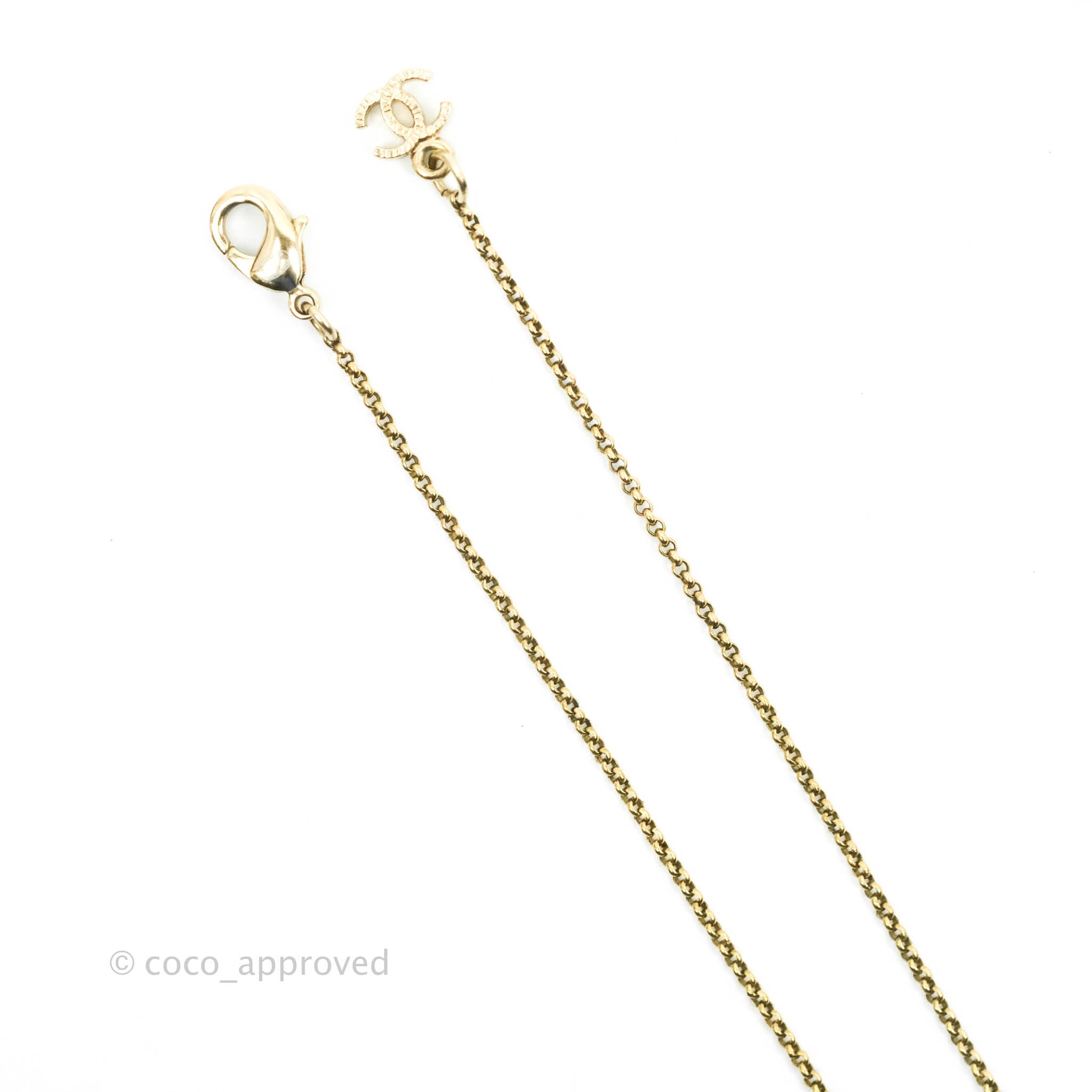 Chanel CC Crystal Necklace Gold Tone 19V - Elegant Fashion Jewelry for Women, Perfect for Parties, Weddings & Special Occasions
