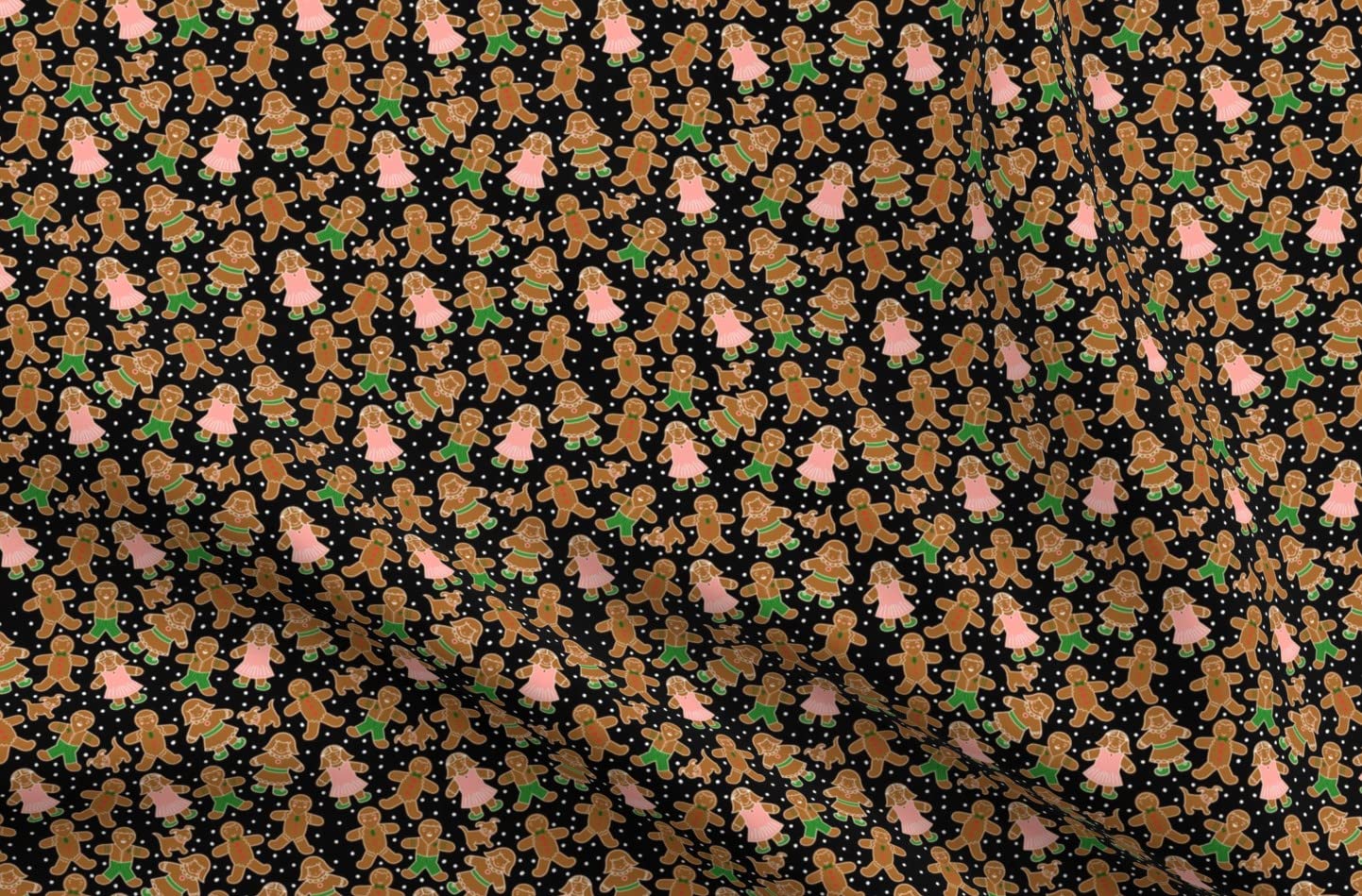Gingerbread Cookies Black Winter Christmas Printed Fleece Fabric Fat Quarter - Holiday Sewing Material for Blankets, Loungewear & No-Sew DIY Projects | Perfect for Festive Home Decor, Holiday Pajamas & Handmade Gifts