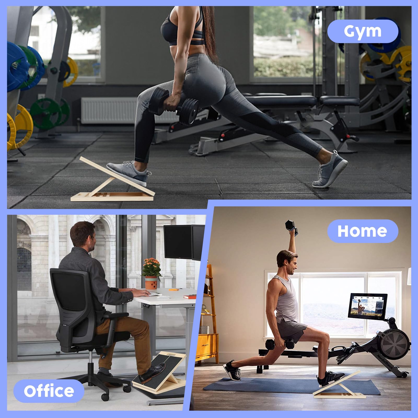 Portable Wooden Calf Stretcher Slant Board - 5 Adjustable Angles, Supports 220 lbs - Physical Therapy Equipment for Calf Stretching, Squats & Leg Exercises - Perfect for Home Gym, Yoga & Rehabilitation