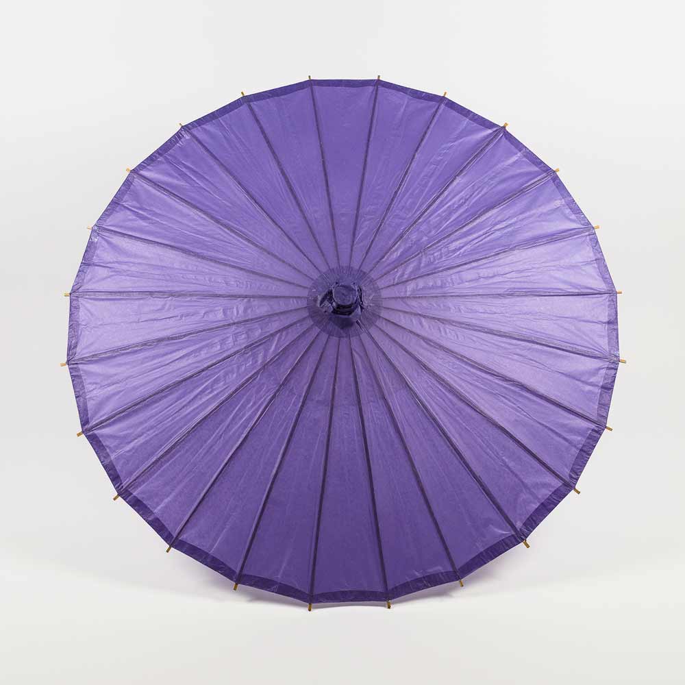 32 Inch Purple Paper Parasol Umbrella with Elegant Wooden Handle - Vintage Style Sun Shade for Outdoor Weddings, Tea Parties & Photo Shoots