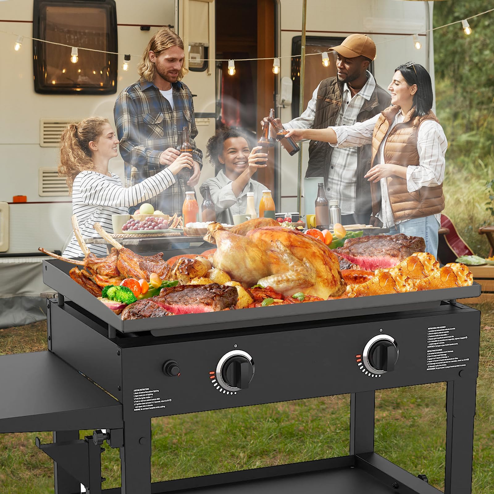 Blackstone 28 Inch Griddle Replacement Top - Compatible with 1517, 1883, 1853 Models - Gas Grill Replacement Parts with Rear Grease System - Perfect for Outdoor Cooking, Camping, and Backyard BBQs