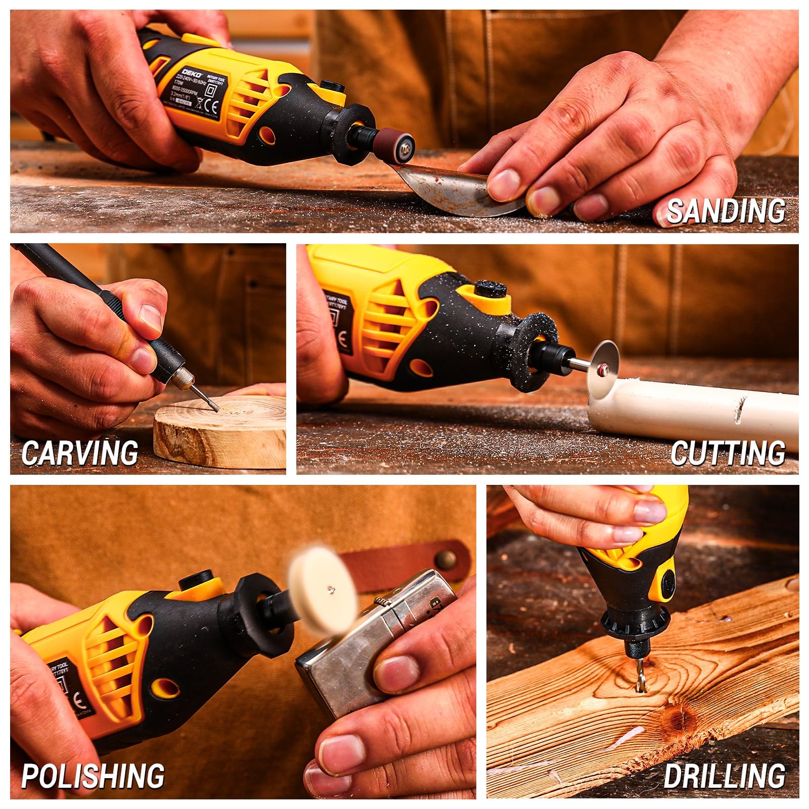 DEKOPRO 110V Electric Rotary Tool Kit with Flex Shaft - Multi-Purpose Power Tool for Woodworking, Metal Engraving, Carving, Cutting, Sanding & Polishing - Perfect for DIY Crafts, Jewelry Making & Home Repair Projects