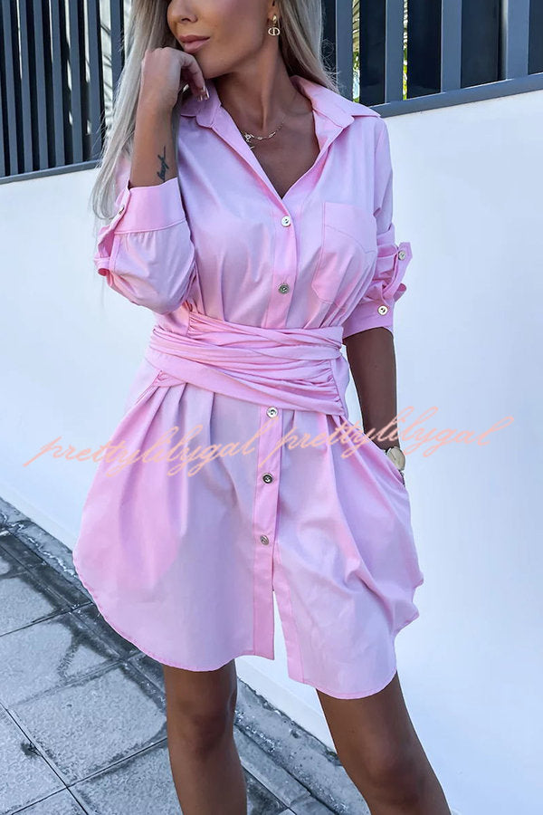 Sun Valley Tie Front Button Pocketed Shirt Mini Dress - Stylish Casual Summer Outfit for Women | Perfect for Beach, Brunch & Date Nights