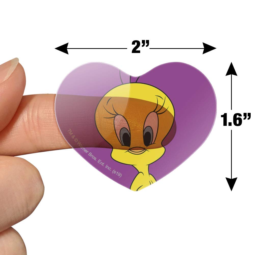 Looney Tunes Tweety Bird Heart Shaped Planner Stickers - Cute Scrapbook Decals for Bullet Journals, DIY Crafts, and School Supplies - Perfect for Valentine's Day, Birthday Gifts, and Party Favors