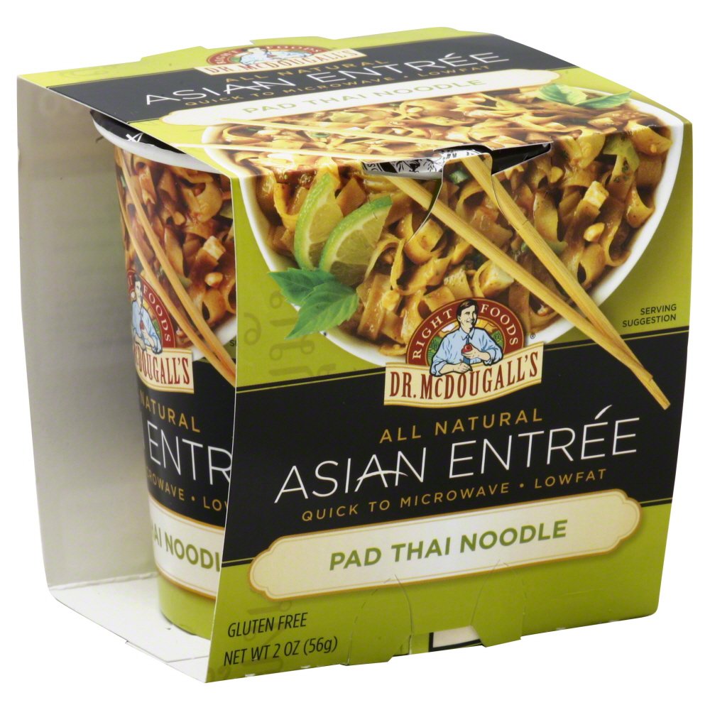 Dr. McDougall's Gluten Free Pad Thai Noodle Soup Cup, 2 oz - Vegan Instant Meal for Office Lunch & Quick Camping Food