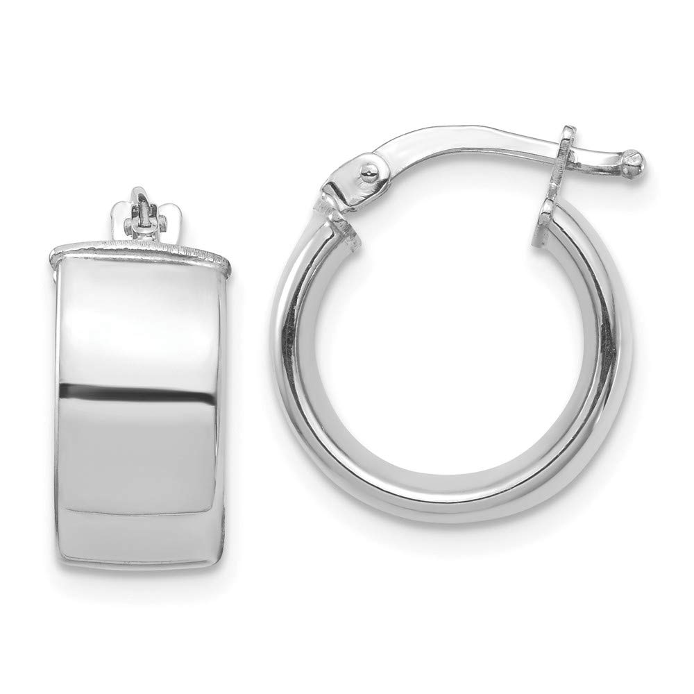 14K White Gold High Polished 7mm Hoop Earrings for Women - Classic Circle Huggie Earrings for Everyday Wear, Gift Giving & Special Occasions | TF1411W