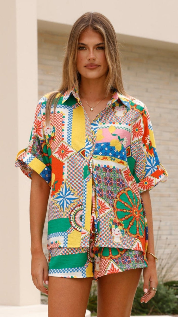 Freya Shorts - Stylish Dazzle Print High Waist Shorts for Women | Perfect for Summer, Gym, and Casual Wear