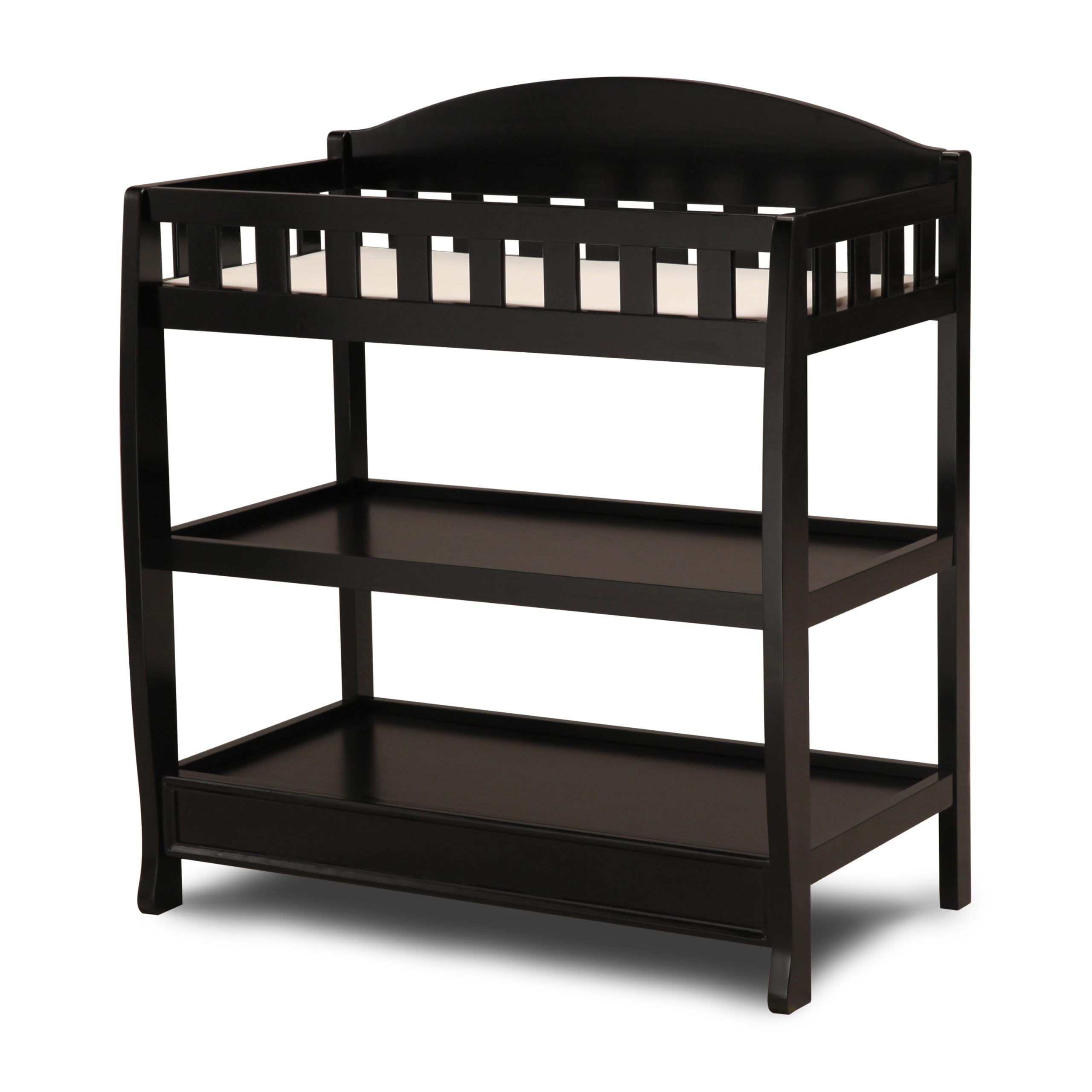 Delta Children Infant Changing Table with Pad, Ebony Black - Sturdy Baby Changing Station for Nursery & Diaper Changing - Perfect for Newborns & Toddlers