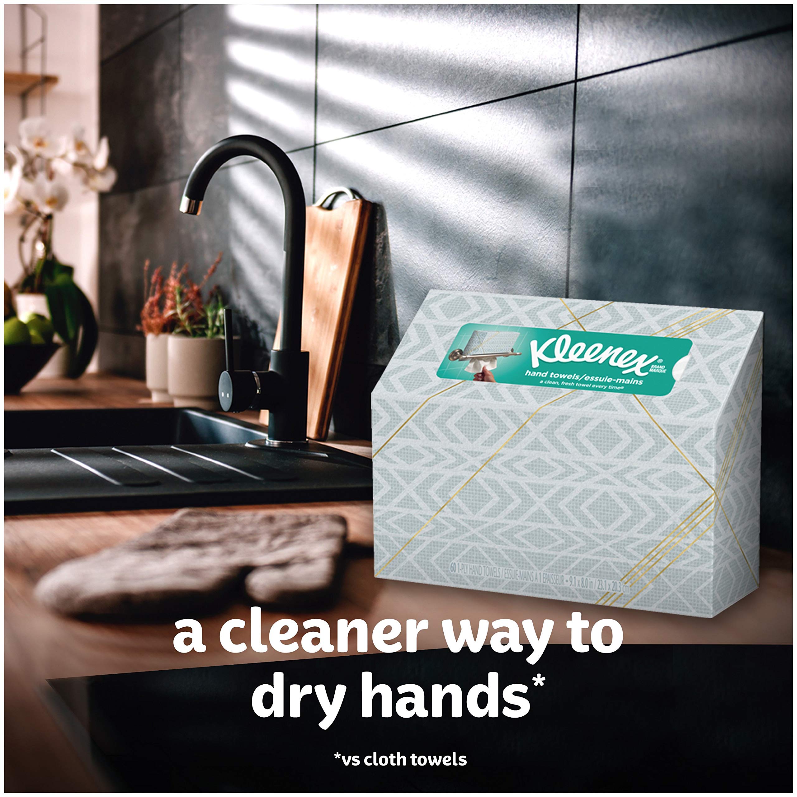 Kleenex Everyday Hand Towels, 60 Count - Soft & Absorbent Paper Towels for Kitchen, Bathroom & Office Use