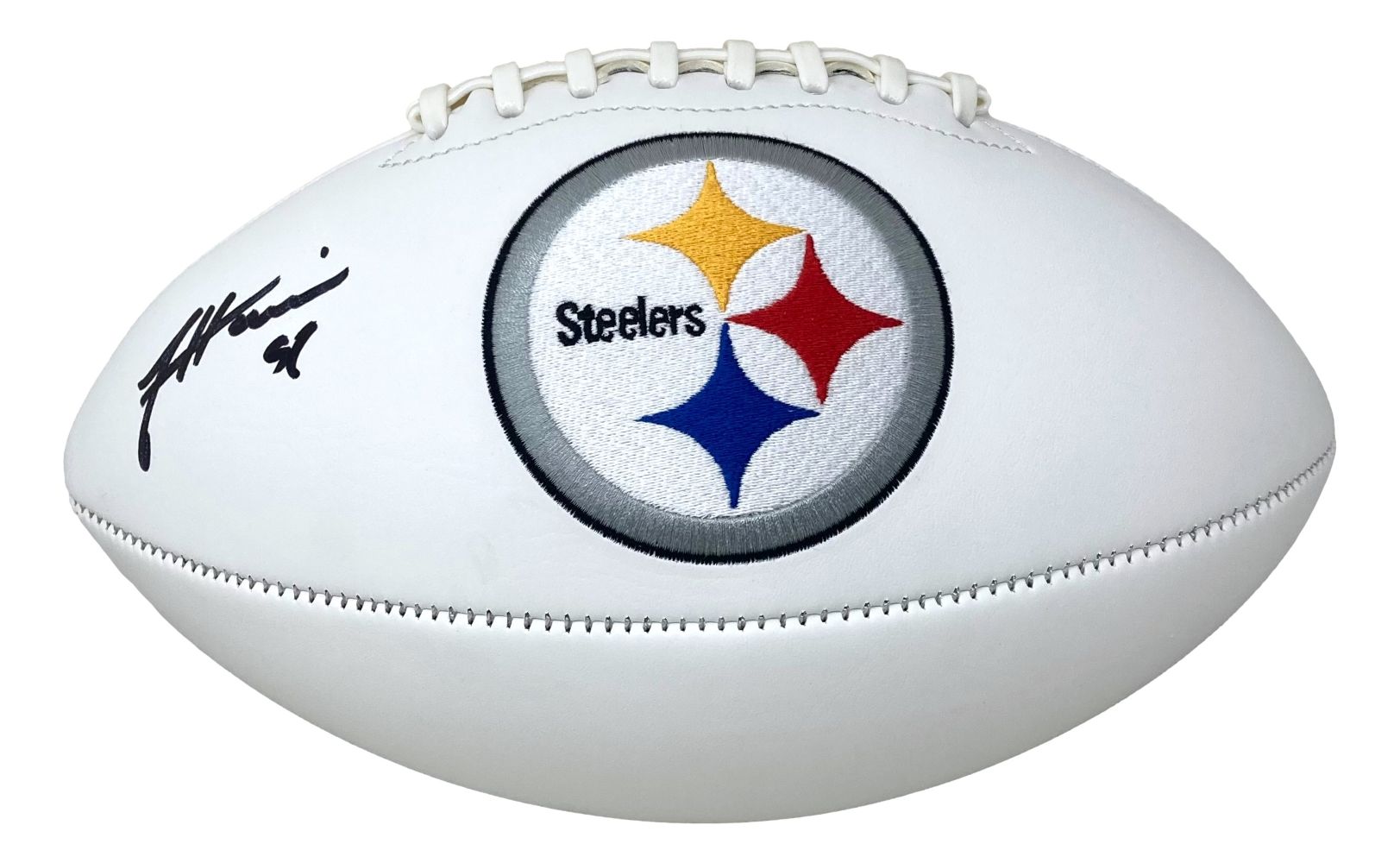 James Harrison Autographed Pittsburgh Steelers NFL Football with Logo - Perfect for Collectors, Fans, and Sports Memorabilia Displays