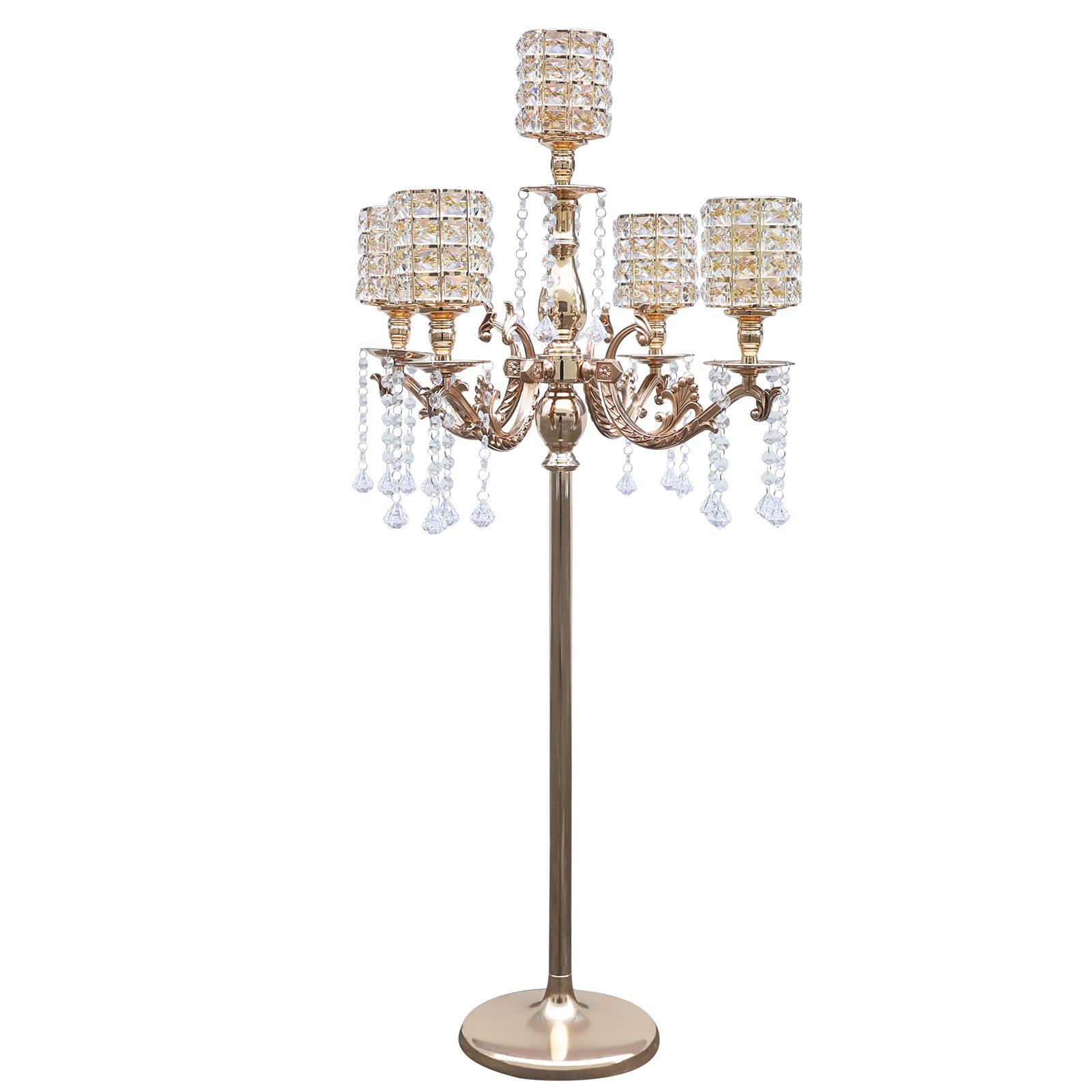 5-Arm Gold Floor Candelabra Centerpiece - 43.3