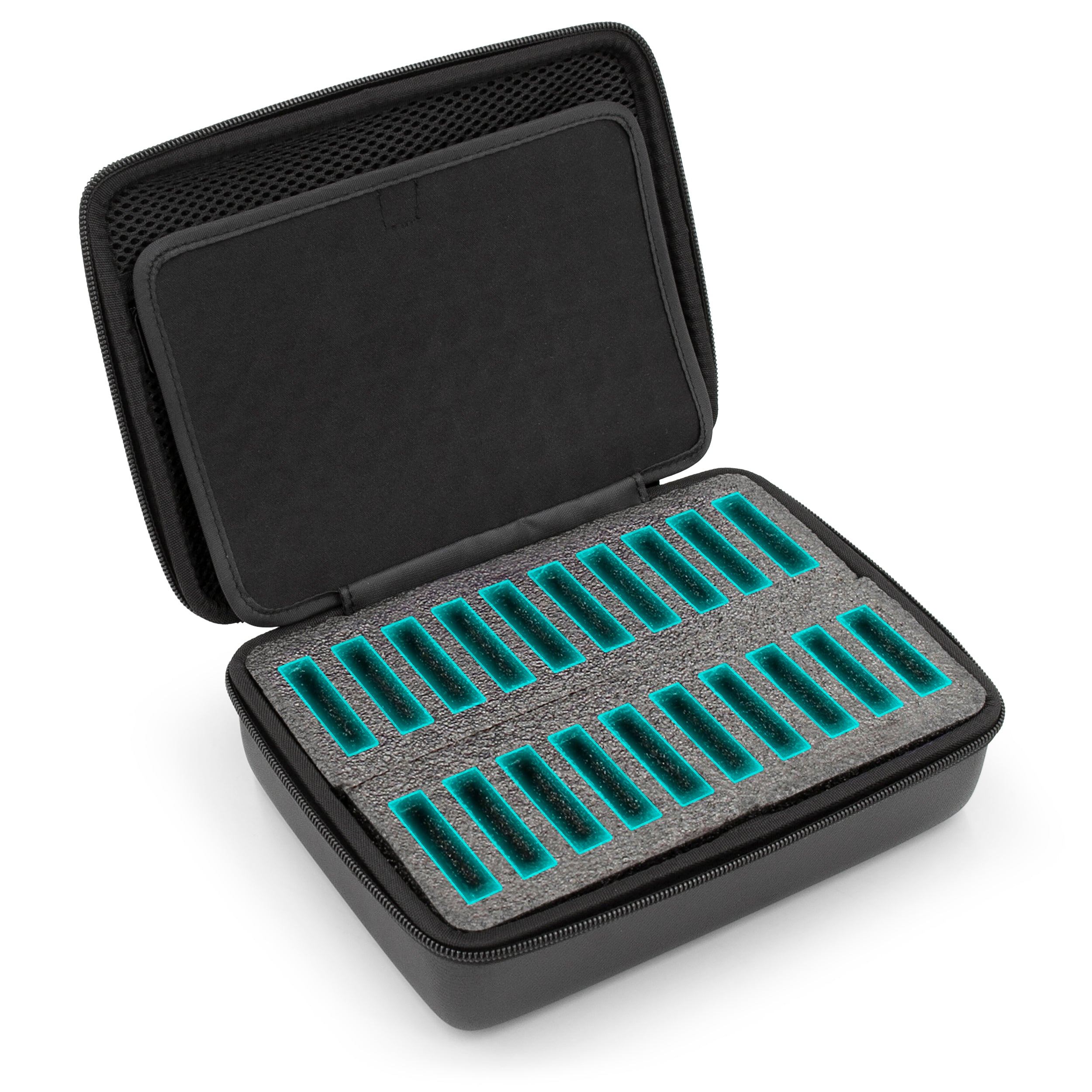 CASEMATIX Clipper Blade Holder for 20 Blades - Professional Hair Clipper Guard Case for Barbers & Stylists - Compatible with Andis, Oster, Wahl, Babyliss Metal Guards - Perfect for Salon Organization & Travel Storage