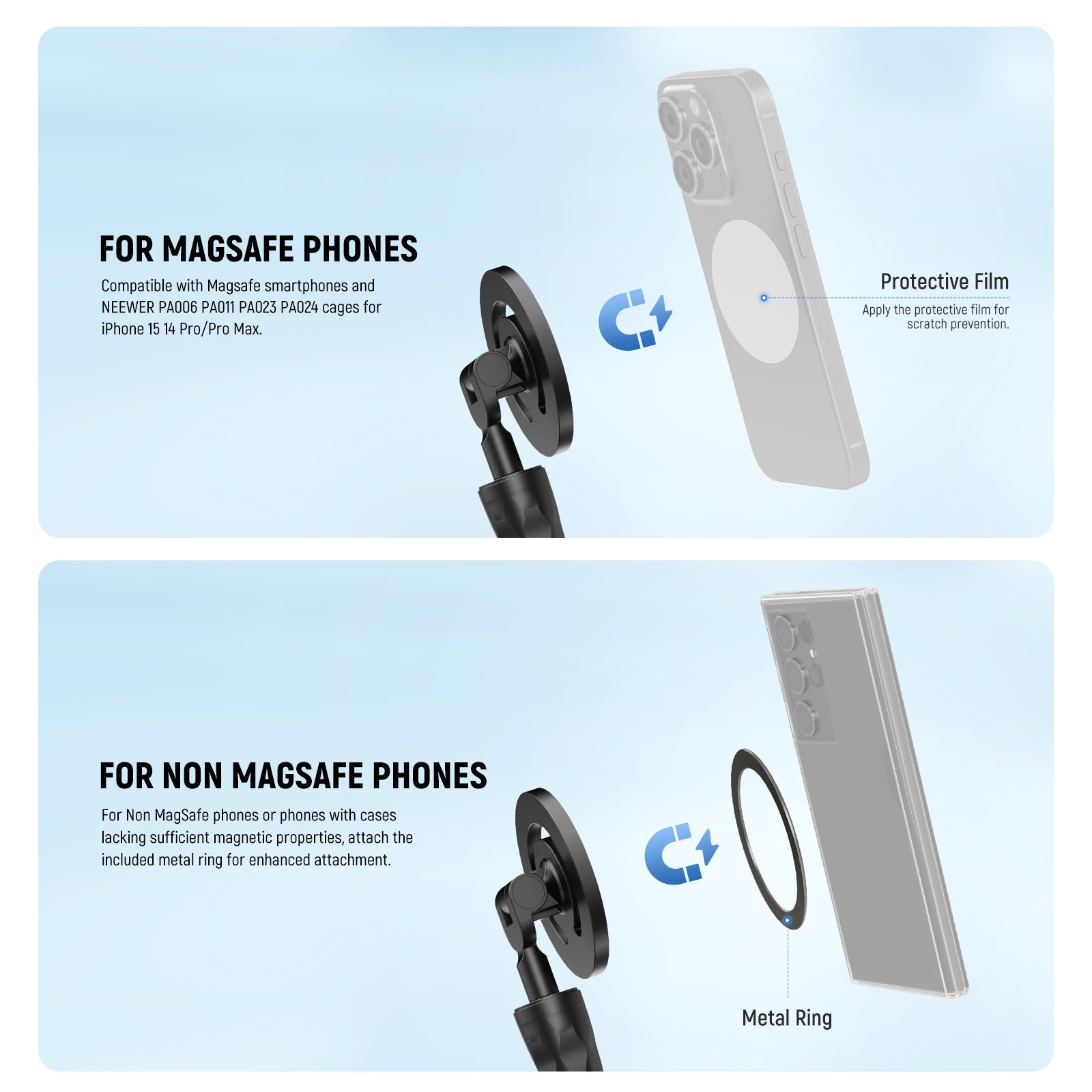 NEEWER GP 19 Flexible Phone Mount - Adjustable Smartphone Holder for Vlogging, Live Streaming & Hands-Free Video Calls (Compatible with iPhone, Samsung & Most Phones) - Perfect for YouTube, TikTok & Home Office Use