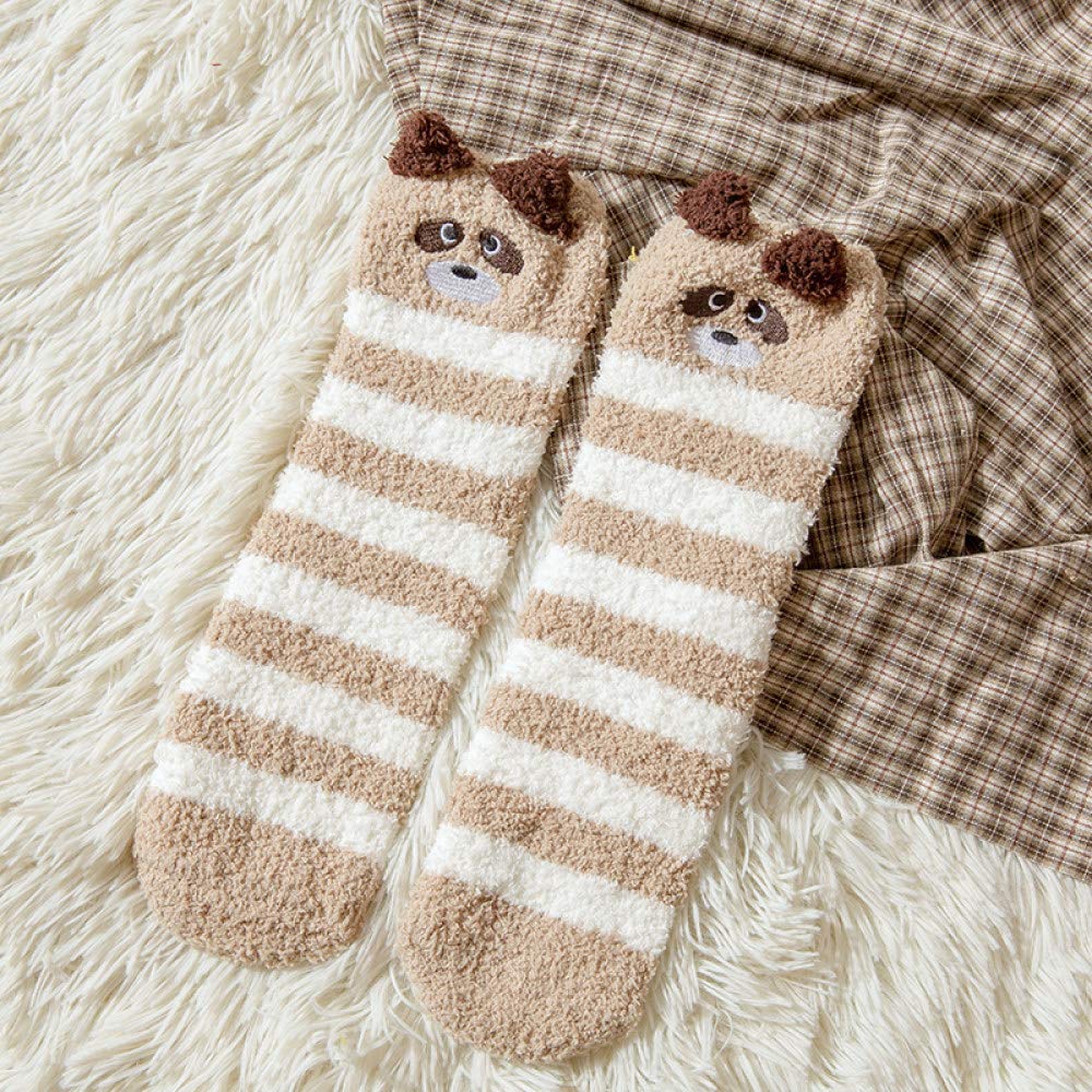 LIUYUNN Women's Fuzzy Socks - 1 Pair Warm 3D Animal Print Fleece Socks for Women & Girls | Cozy Thermal Winter Socks for Home, Sleeping & Indoor Wear | Funny Striped House Socks for Cold Weather