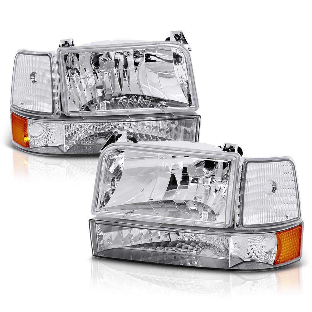ACANII - 1992-1996 Ford Bronco F150 F250 F350 Replacement Headlights, Corner Lights, Turn Signal & Bumper Lamps Set (Driver & Passenger Side) - Perfect for Off-Roading, Night Driving & Vehicle Restoration