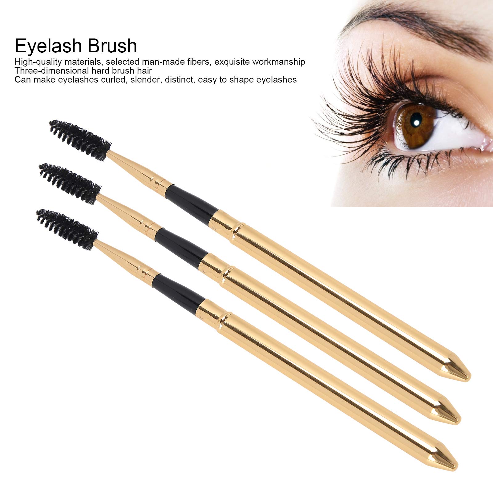 3pcs Mascara Wands Set - Eyelash & Eyebrow Brush with Metal Cover for Daily Makeup & Festivals
