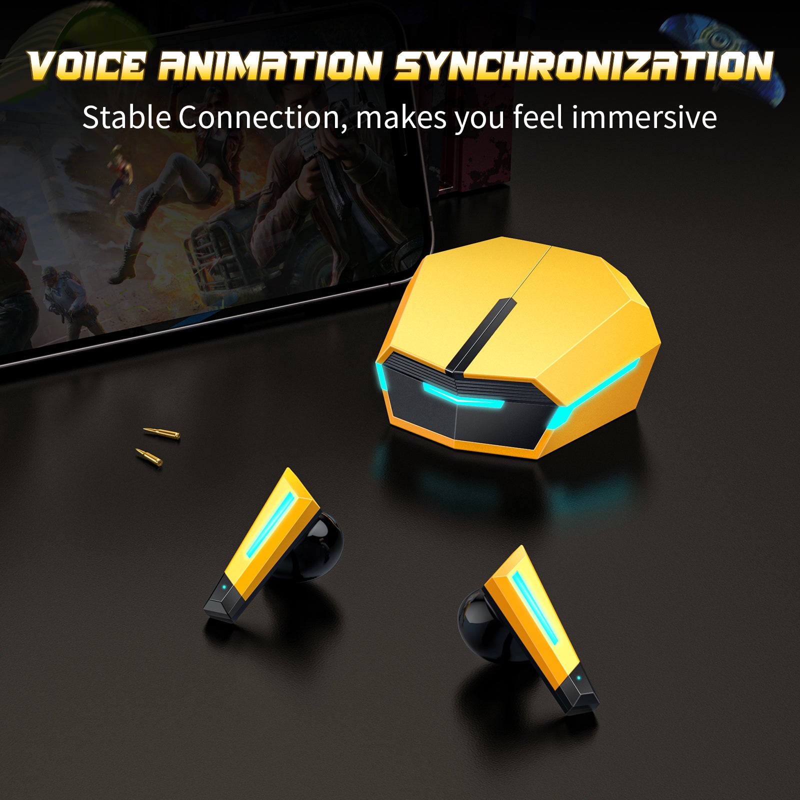 ONIKUMA T32 Bumblebee Wireless Bluetooth Gaming Headset with Microphone - Noise Cancelling Over-Ear Headphones for PC, PS4, Xbox, Mobile Gaming & Music Listening