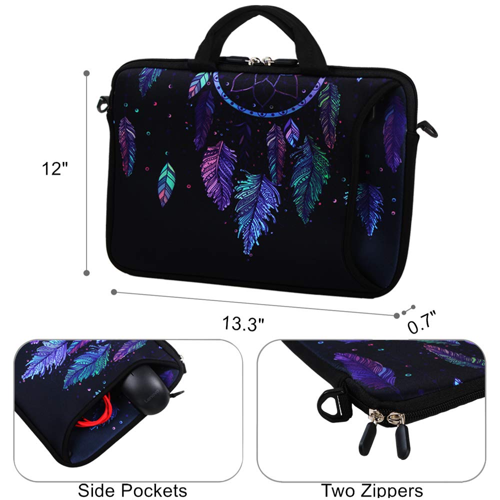 Violet Mist 11-13 Inch Laptop Shoulder Bag - Waterproof Neoprene Protective Sleeve with Handle & Shoulder Strap, Ideal for Work, School, and Travel