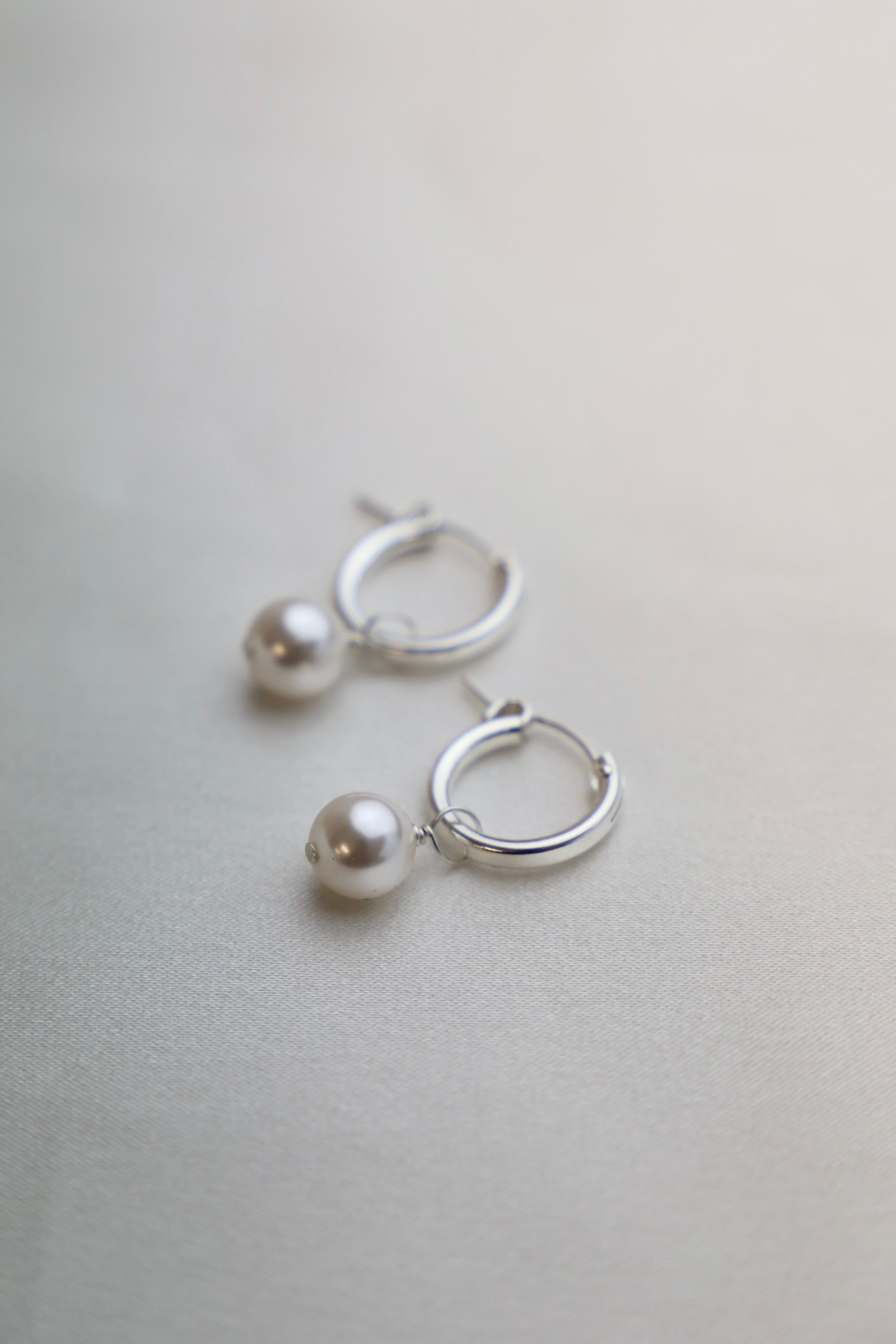 Audrey Pearl Hoop Earrings - Sterling Silver Dangle Earrings for Women, Perfect for Parties, Weddings & Everyday Wear