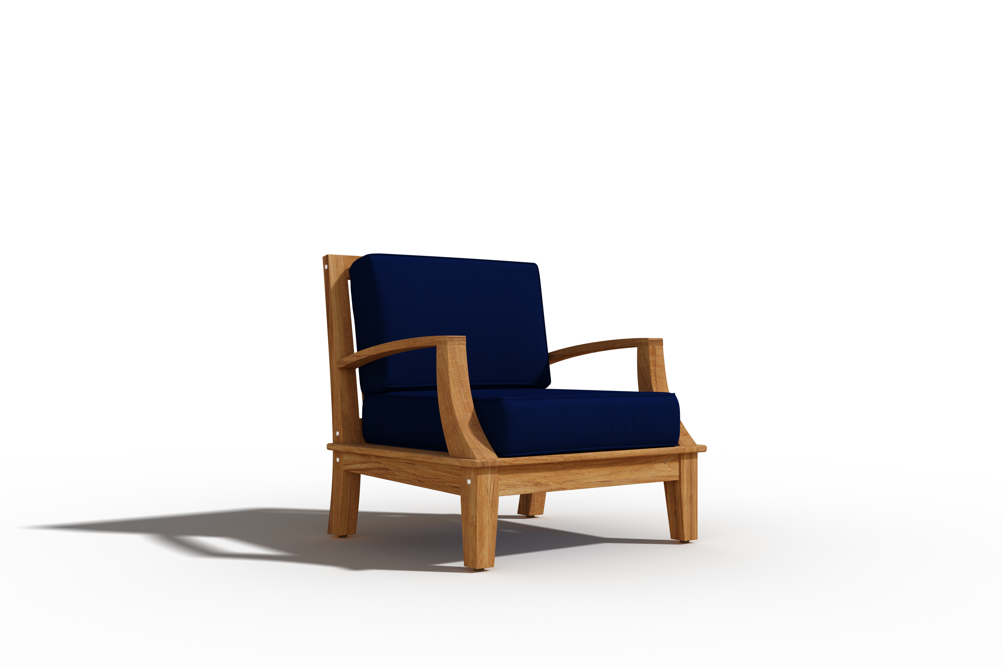 Premium Eliane Teak Outdoor Club Chair with Sunbrella Navy Cushion - Weather-Resistant Patio Furniture for Poolside, Garden & Backyard Relaxation