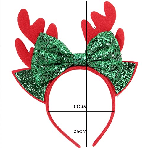 Sparkly Christmas Antler Headband for Women & Girls - Glitter Sequins Hair Accessories for Xmas, Halloween, Birthday Parties - Festive Holiday Decor & Fun Costume Gift    (Perfect for Christmas photos, holiday parties, costume events, festive gatherings, and as a fun gift for friends & family!)