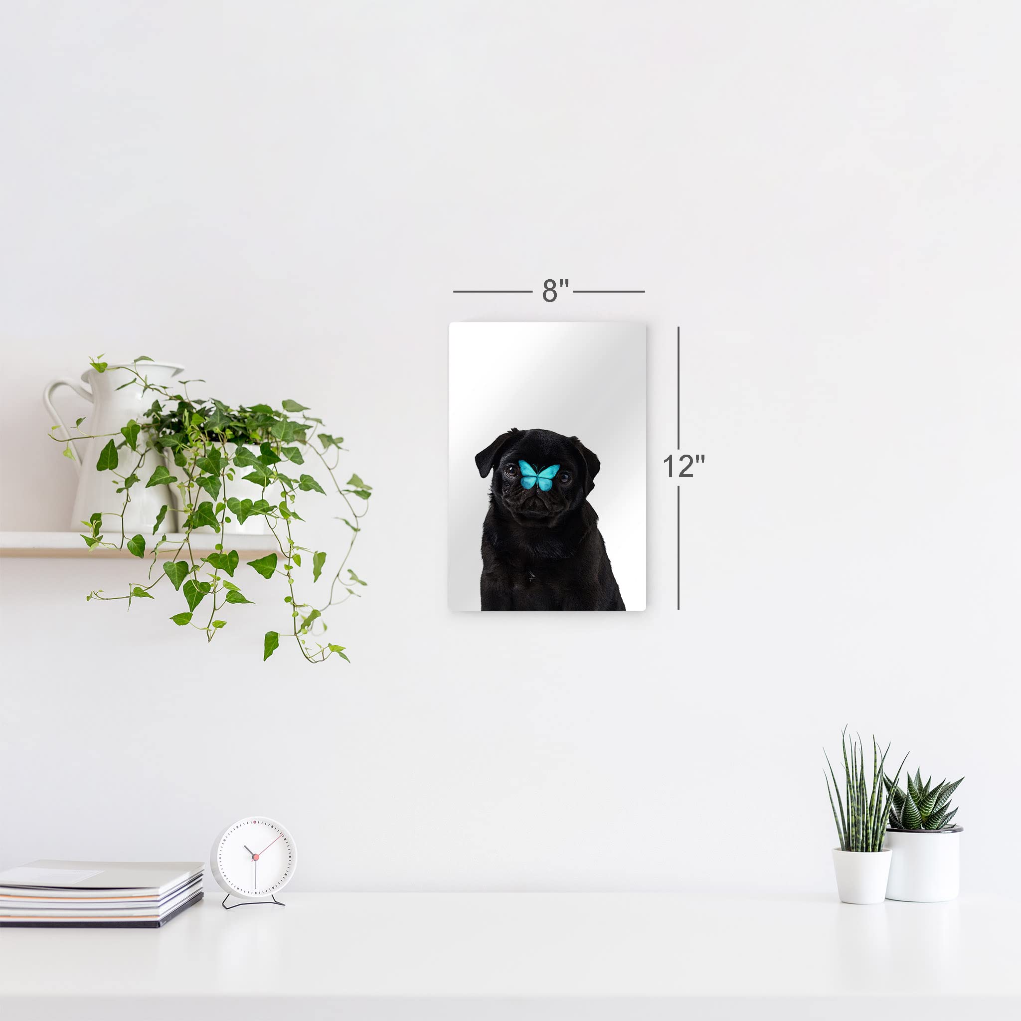 French Bulldog Portrait with Blue Butterfly - Metal Wall Art Print for Pet Lovers, Dog Owners & Parents - Unique Gift for Living Room, Bedroom, Nursery Decor - Made in USA (12x8 Inches) - Perfect for Home, Office & Pet-Friendly Spaces