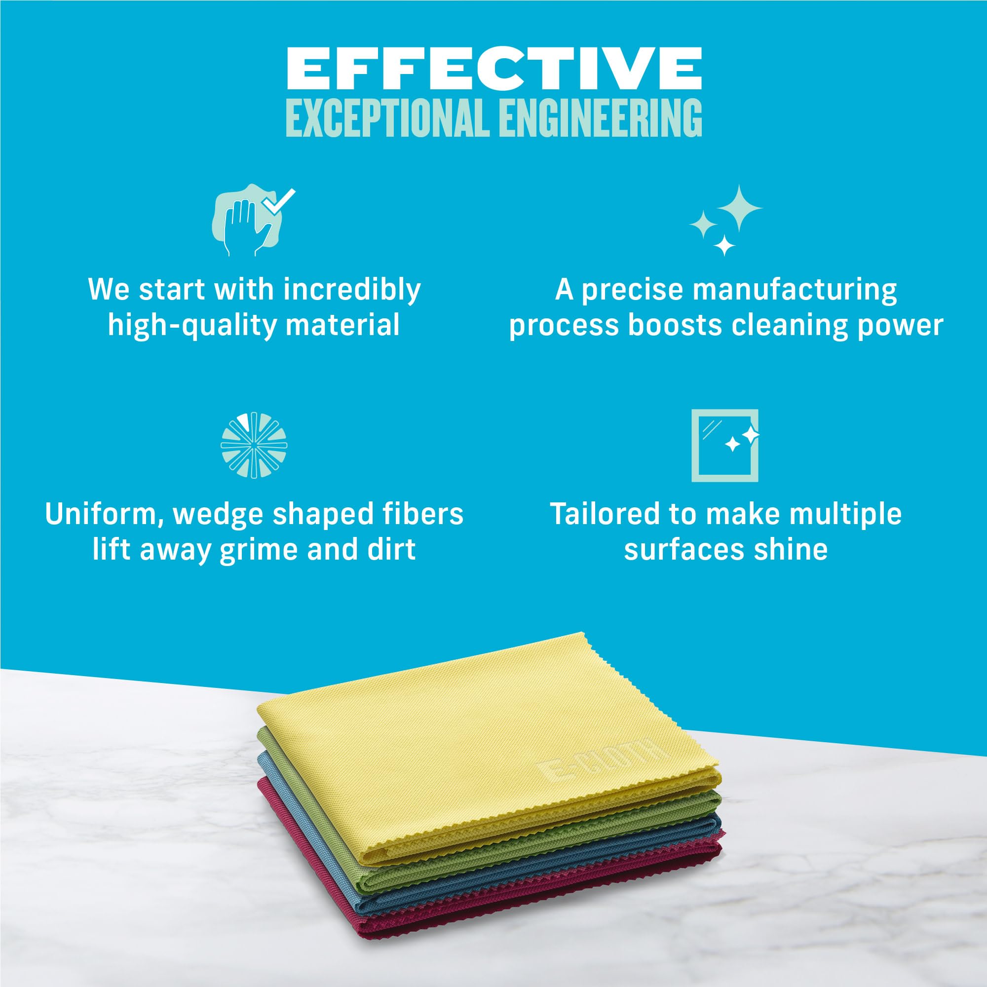 E-Cloth Polishing Microfiber Cleaning Cloth 4-Pack - Premium Microfiber Towels for Cars, Windows, Glass, & Electronics - Ideal for Streak-Free Shine & Detail Cleaning