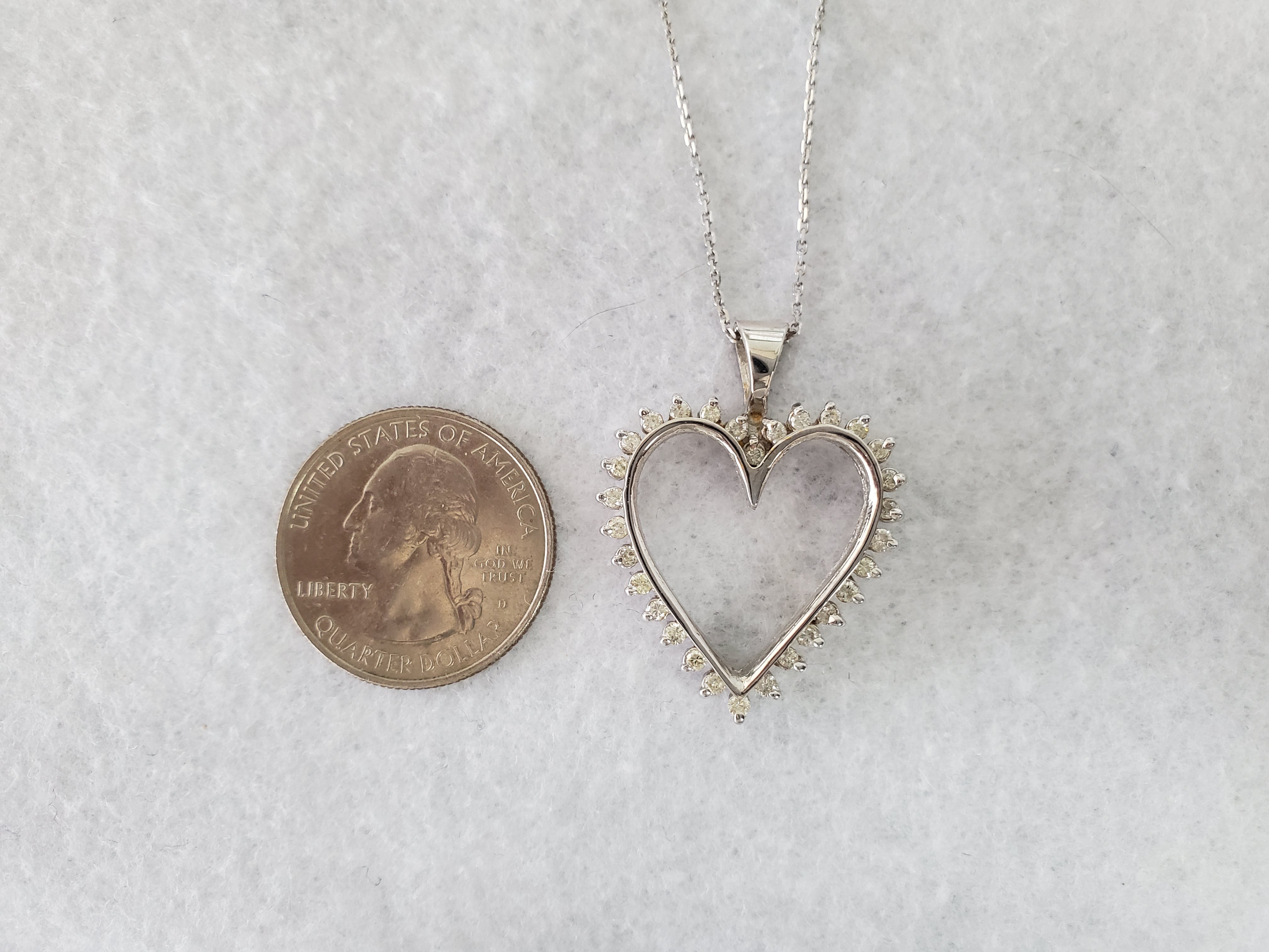 14K White Gold Diamond Cutout Heart Pendant Necklace - 0.65cttw, Perfect for Valentine's Day Gifts & Anniversary Jewelry