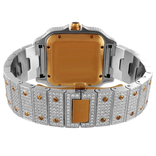 Luxury Two-Tone Rose Gold Stainless Steel Baguette Men's Watch - Perfect for Business, Formal Events & Everyday Wear