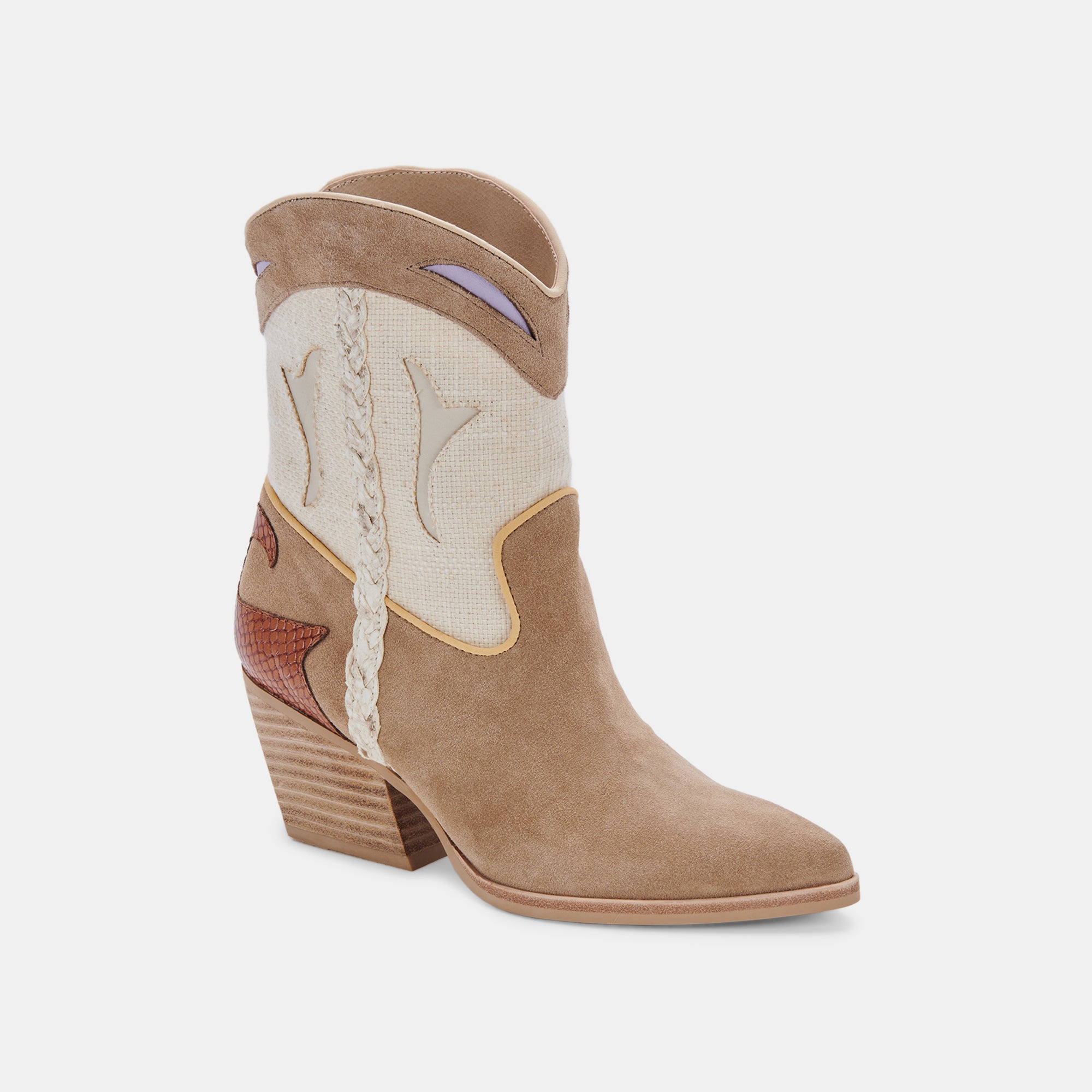 Loral Booties for Women - Taupe Multi Suede Comfortable Ankle Boots for Fall & Winter | Casual & Dressy Outfits | Walking, Office, Date Night