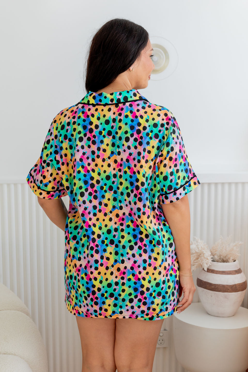 Kasey Rainbow Sundown SS Shirt & Short Sleepwear Set - Cheetah Print Pajamas for Women | Cozy Lounge Wear for Sleepovers & Relaxing at Home