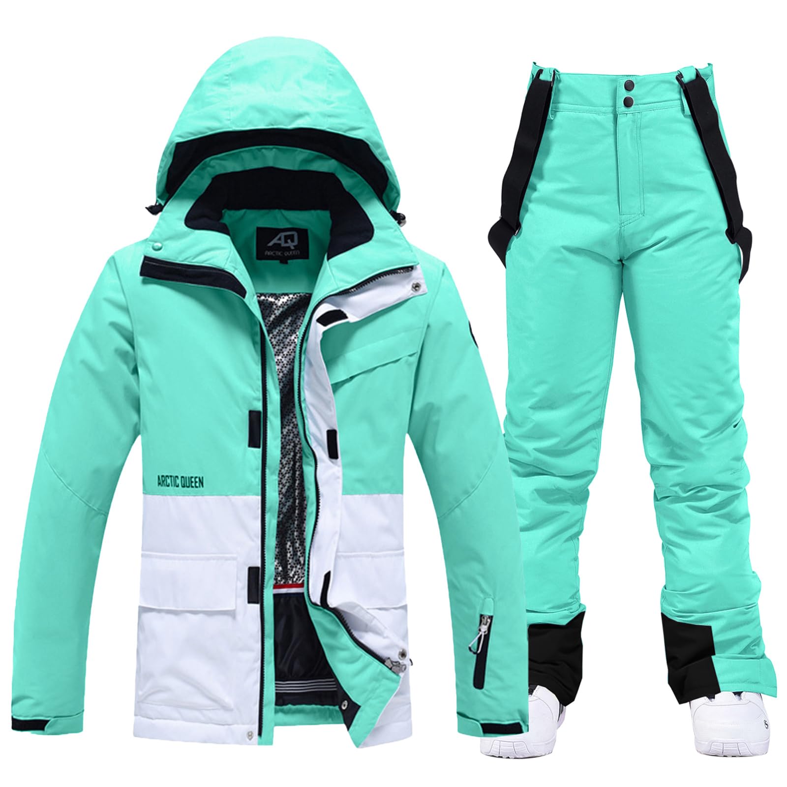 RIUIYELE Women's Waterproof Insulated Ski Jacket & Pants Set - Winter Warm Snowsuit for Skiing & Snowboarding | Fashionable Snow Coat for Outdoor Activities & Cold Weather Adventures