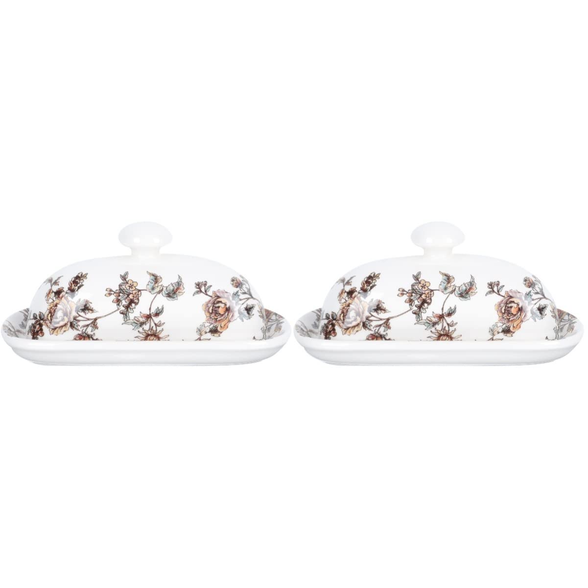 Yardwe 2-Piece Ceramic Butter Dish Set - Porcelain Butter Keeper with Dome Lid & Butter Slicer | Perfect for Kitchen Countertop, Dining Table & Breakfast Buffet
