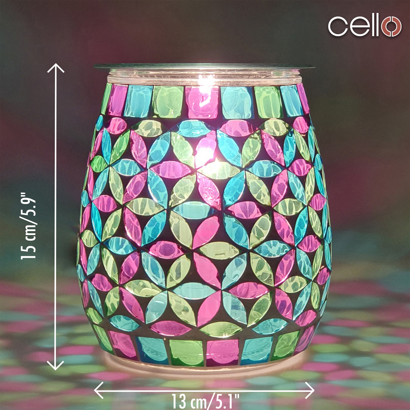 Electric Wax Warmer with Mosaic Glass Design - Geometric Candle Melter for Home Aromatherapy & Relaxation | Perfect for Living Room, Bedroom, Spa & Office Decor