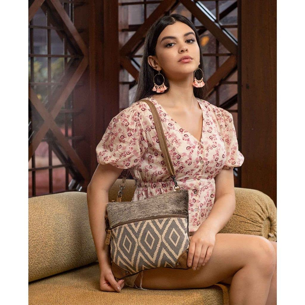 Myra Small Crossbody Bag - Upcycled Canvas & Leather for Daily Use
