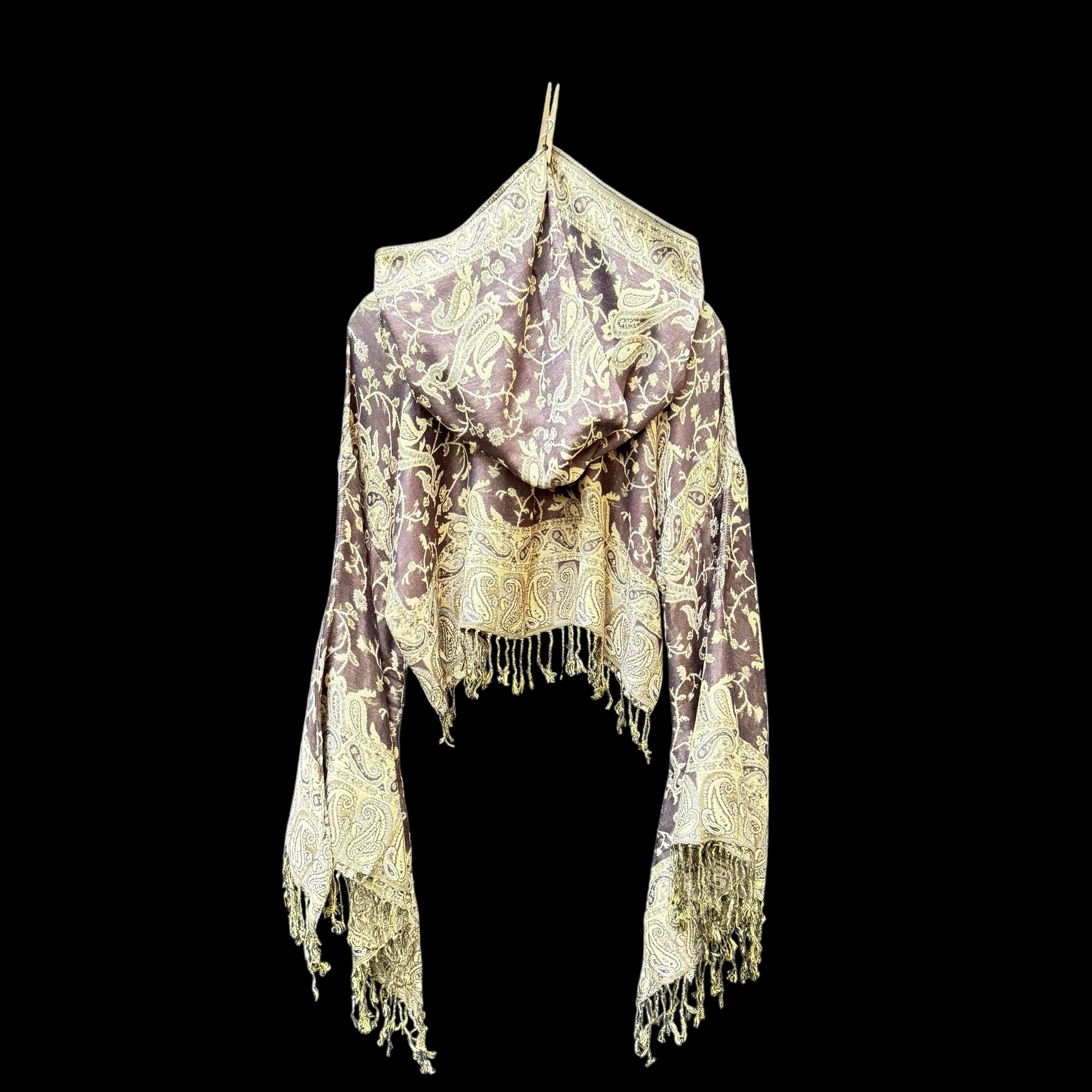 Butterfly Bell Top Brown Boho Chic Blouse - Women's Flowy Bell Sleeve Shirt for Casual Wear, Music Festivals & Boho Style Outfits