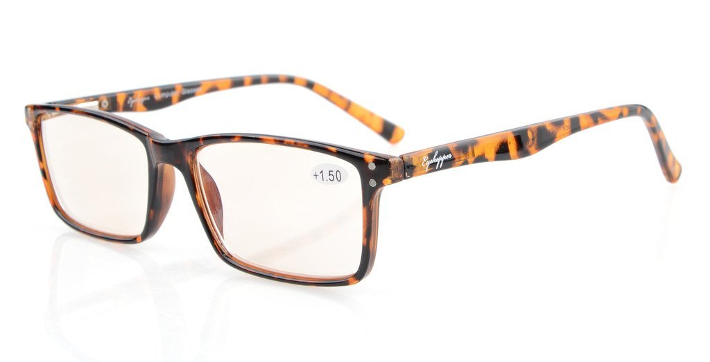 Eyekepper Stylish Computer Reading Glasses with Spring Hinges - Tortoiseshell Frame +2.0 Magnification for Screen Time, Office Work & Reading