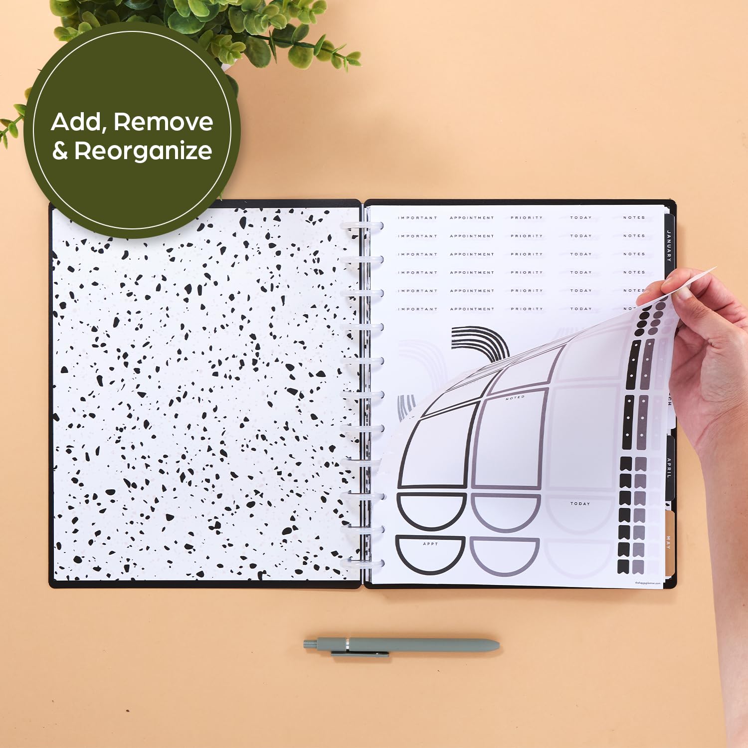 Happy Planner 2025 Disc-Bound 12-Month Planner - Daily Weekly Monthly Organizer with Dashboard Layout, 72 Pages, 12 Dividers & 2 Sticker Sheets - 8.5