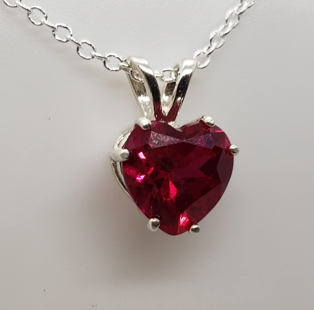 Ruby Heart Sterling Silver Earring and Necklace Set - Elegant Jewelry Gift for Women, Valentine's Day, Anniversary, or Special Occasion