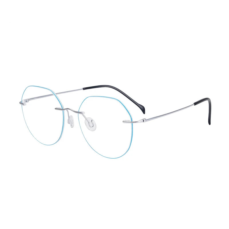 Brightzone Unisex Rimless Flat Top Round Titanium Eyeglasses 71408 - Lightweight & Durable Titanium Frame Glasses for Men & Women - Perfect for Reading, Work & Everyday Use