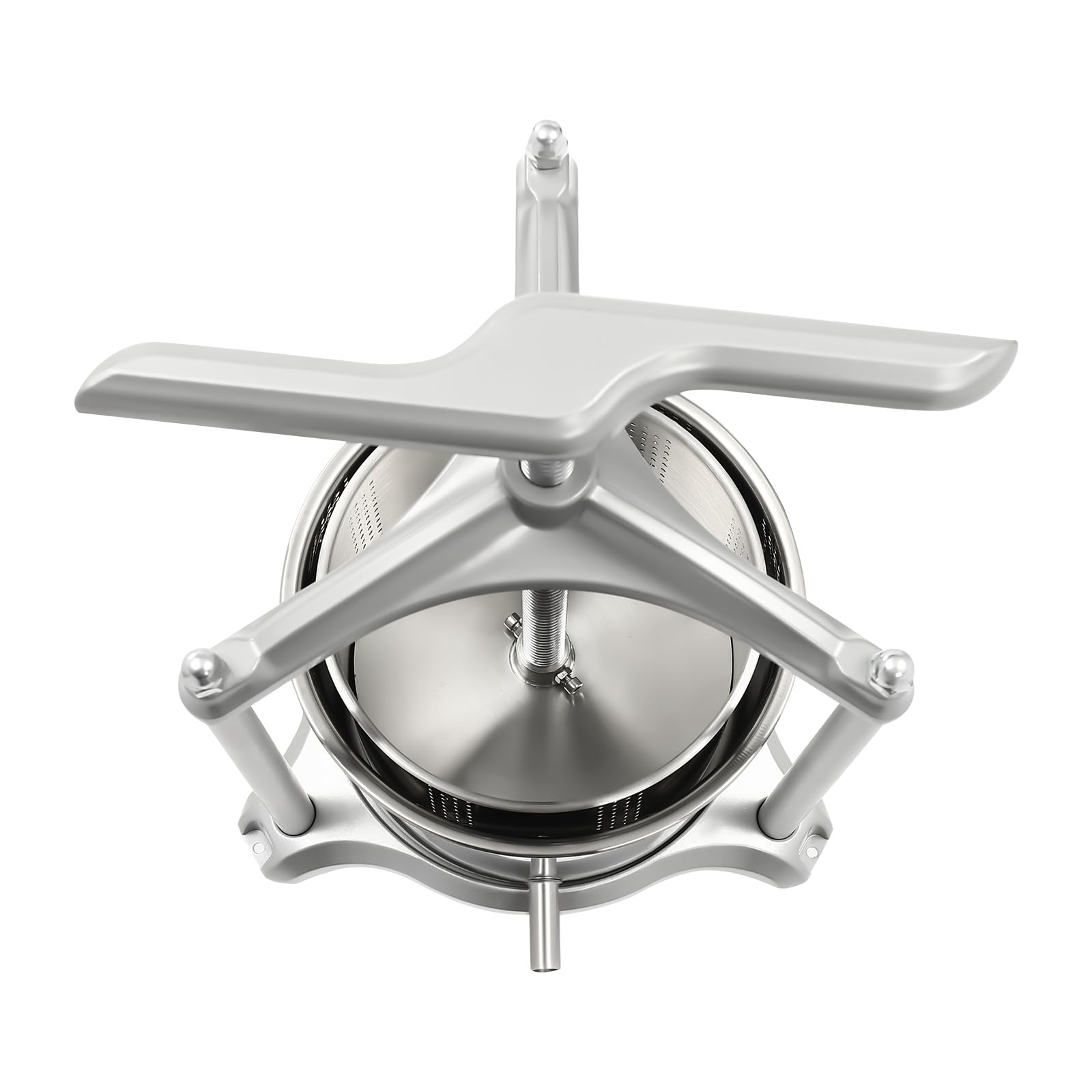 Stainless Steel 6L/1.59Gal Manual Fruit Wine Press with T-Handle - Grape Cider, Cheese, Herbs, Olive Oil & Honey Pressing Equipment for Home Brewing & DIY Winemaking
