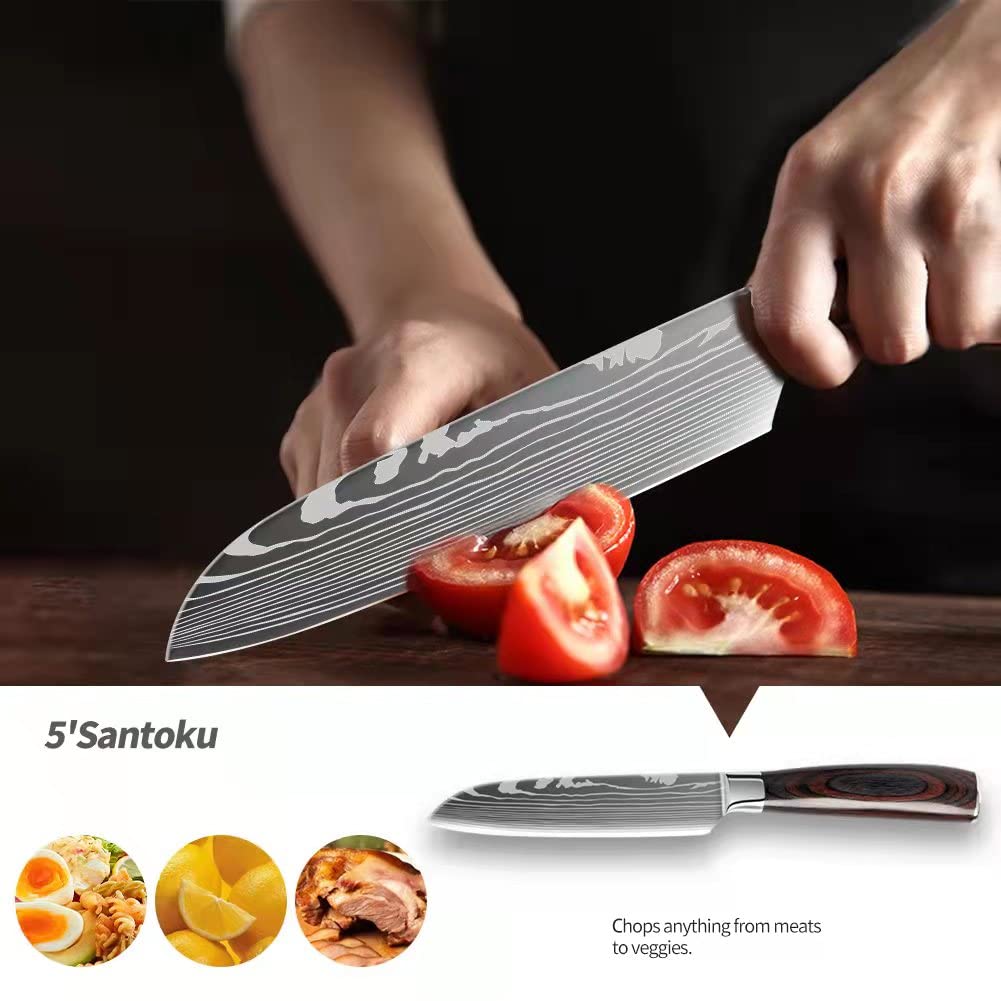 Premium 5-Piece German Stainless Steel Kitchen Knife Set (3.5-8 Inch) - Chef Knives with Storage Box for Slicing, Dicing & Food Prep - Perfect for Home Cooks & Professional Chefs