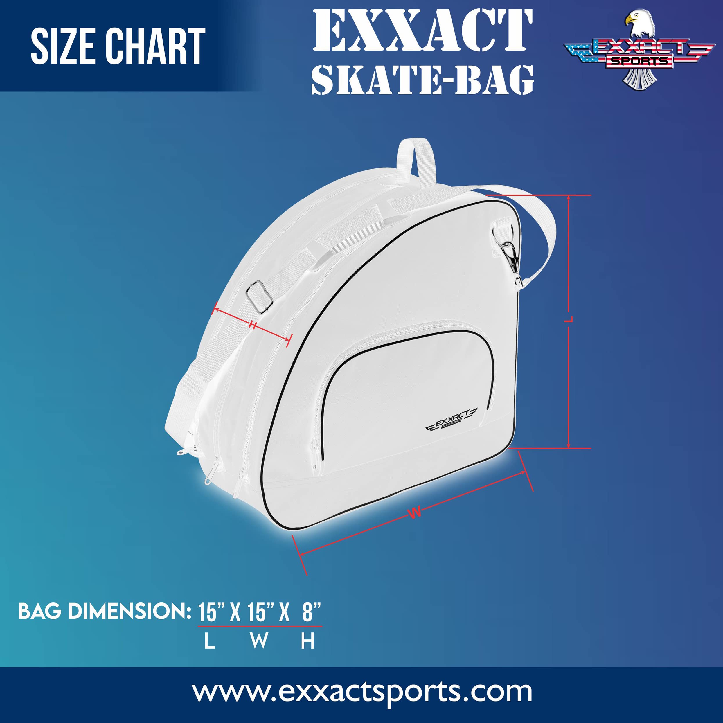 Exxact Sports Ice Skate Bag for Youth & Adults - Durable Roller Skate & Inline Skate Carrying Case - Perfect for Hockey, Figure Skating, and Roller Derby Practice