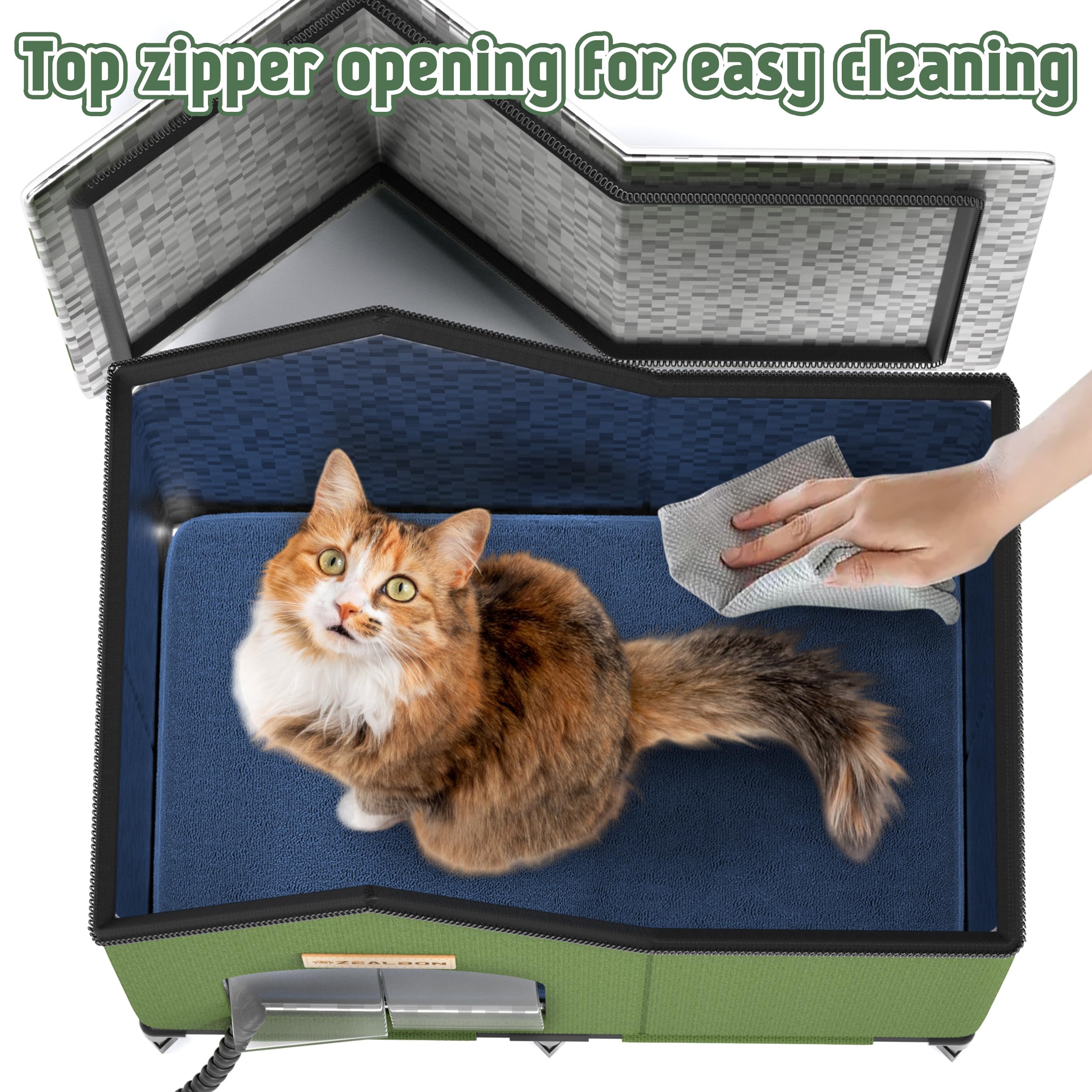 Heated Outdoor Cat House for Winter - Insulated, Weatherproof & Waterproof Feral Cat Shelter with Elevated Design & Escape Door - Perfect for Stray Cats, Barn Cats & Outdoor Pets in Cold Weather