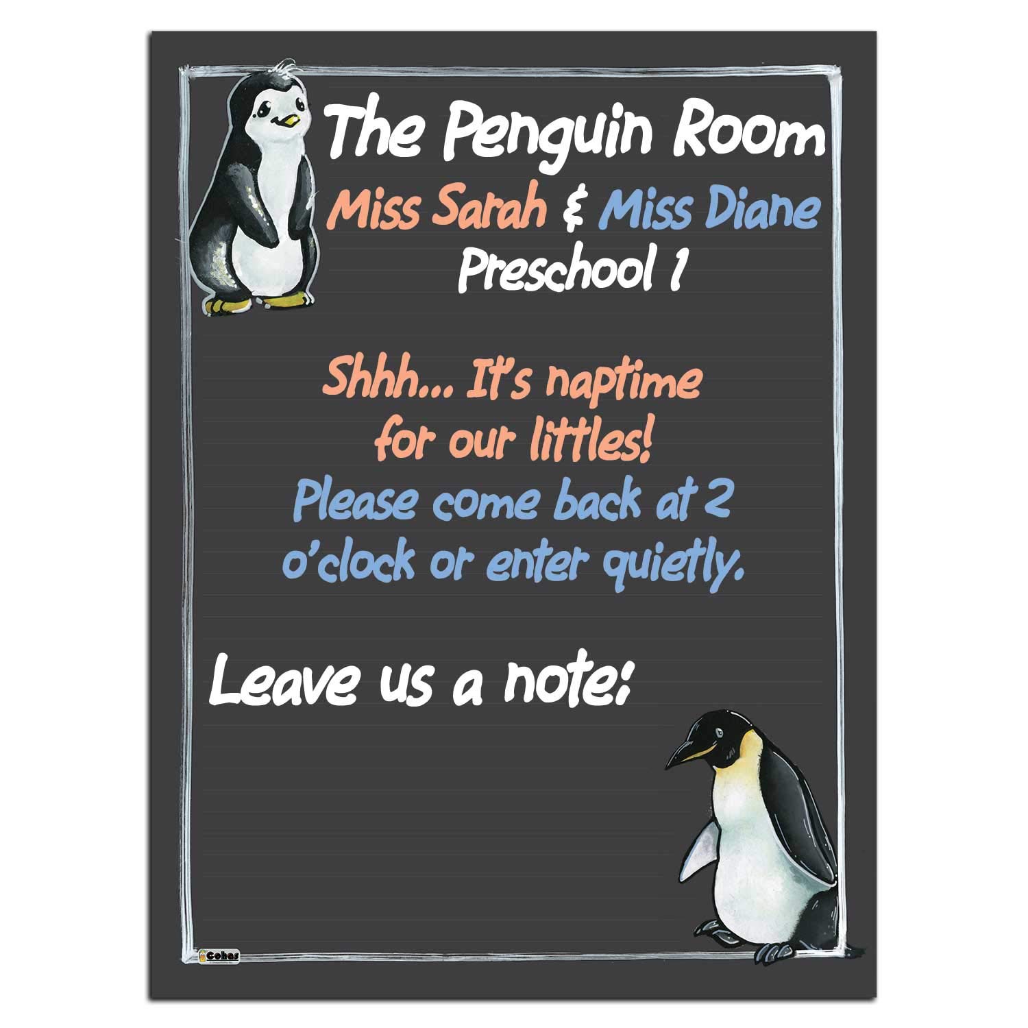 Arctic-Themed Magnetic Chalkboard with Penguin Art - 12x16 Inches, Includes 3 Pastel Liquid Chalk Markers - Perfect for Kids' Rooms, Classrooms & Home Decor